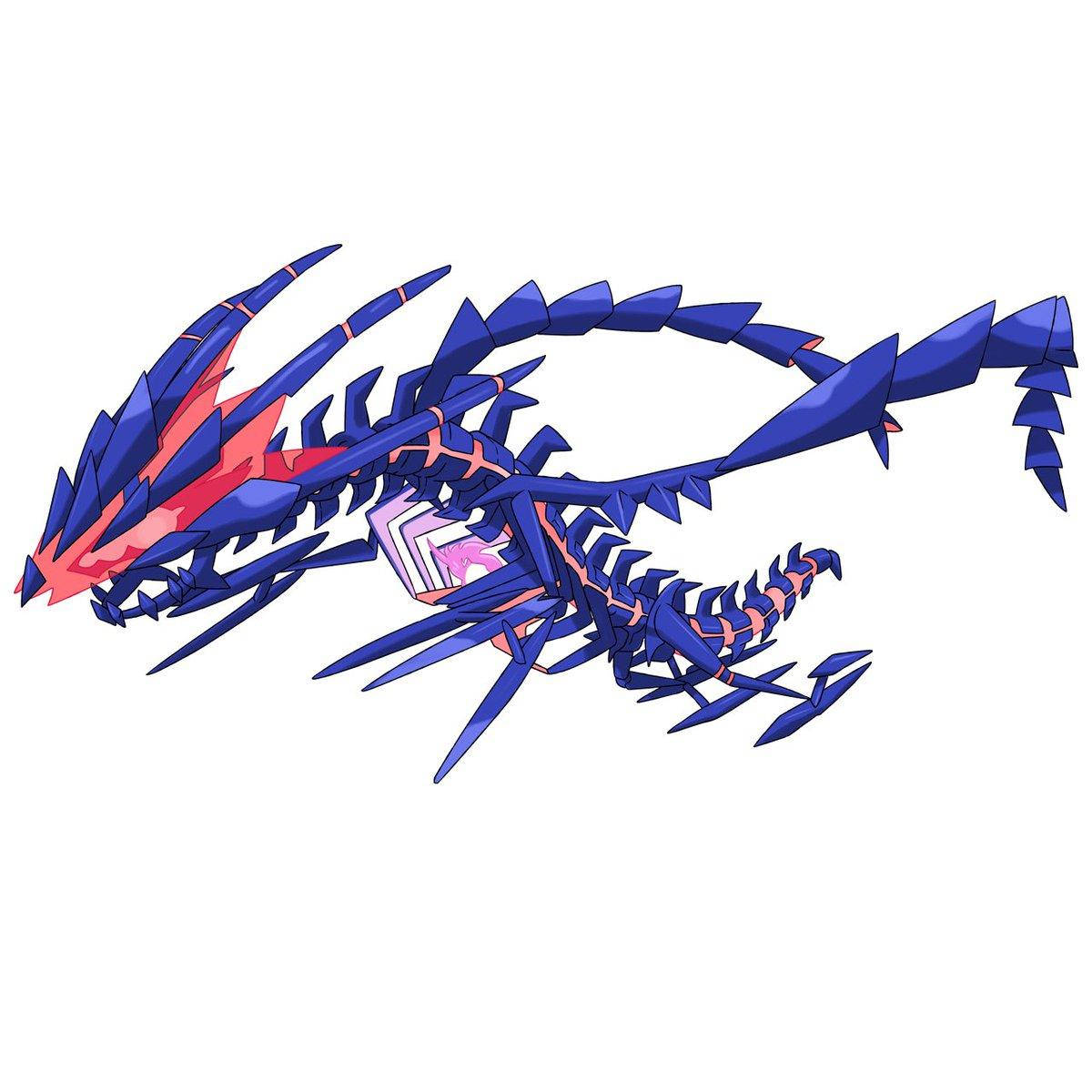 Eternatus, blue and red dragon, sharp geometric spikes, SD Desktop Wallpaper