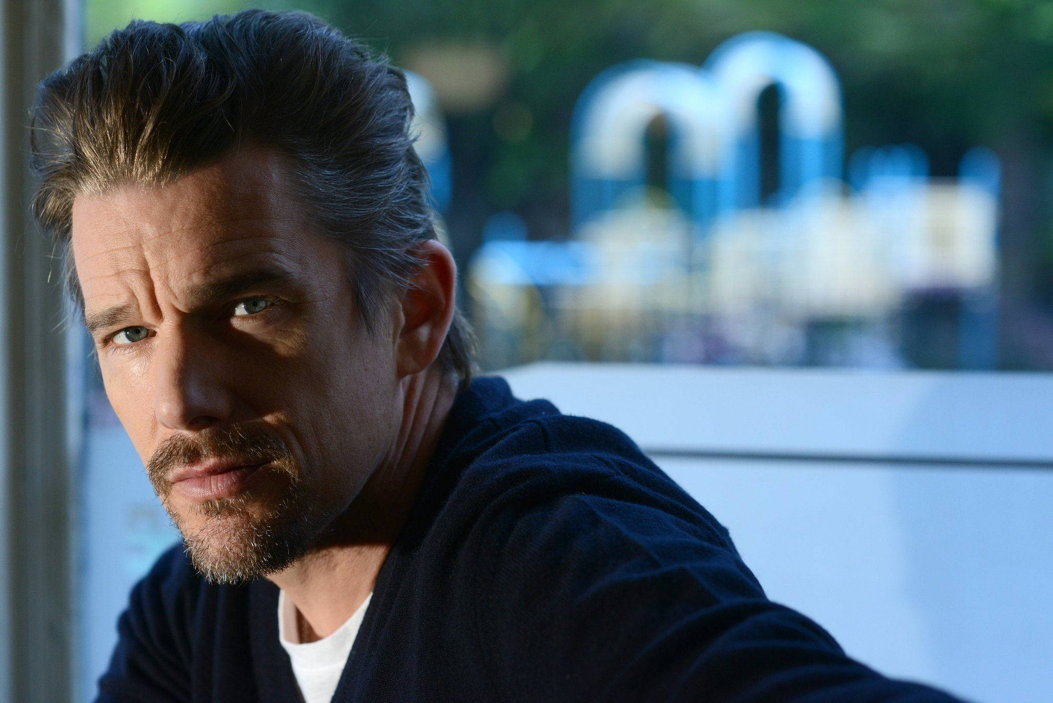 Ethan Hawke, graying hair, beard, Full HD Desktop Wallpaper