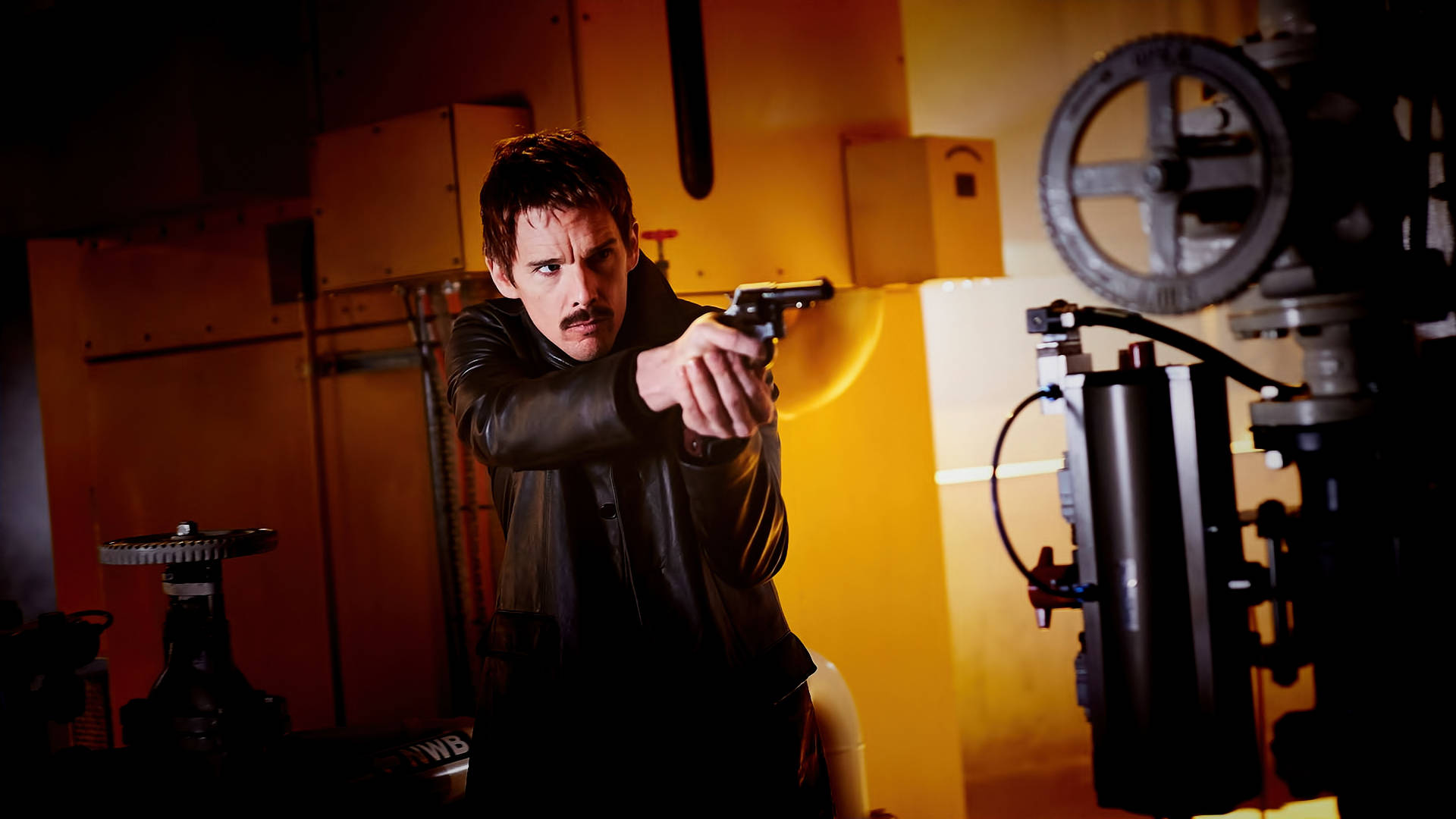 Ethan Hawke, mustache, pistol, Full HD Desktop Wallpaper