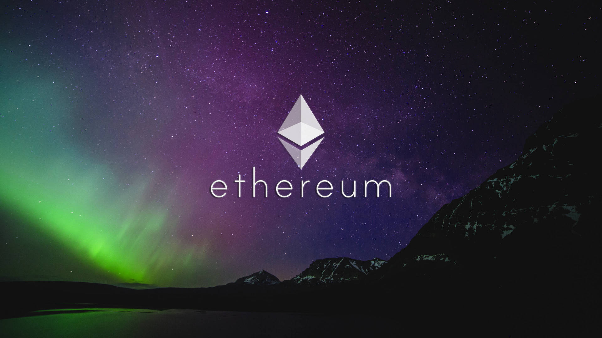 Ethereum, aurora borealis, snowy mountains, Full HD Desktop Wallpaper