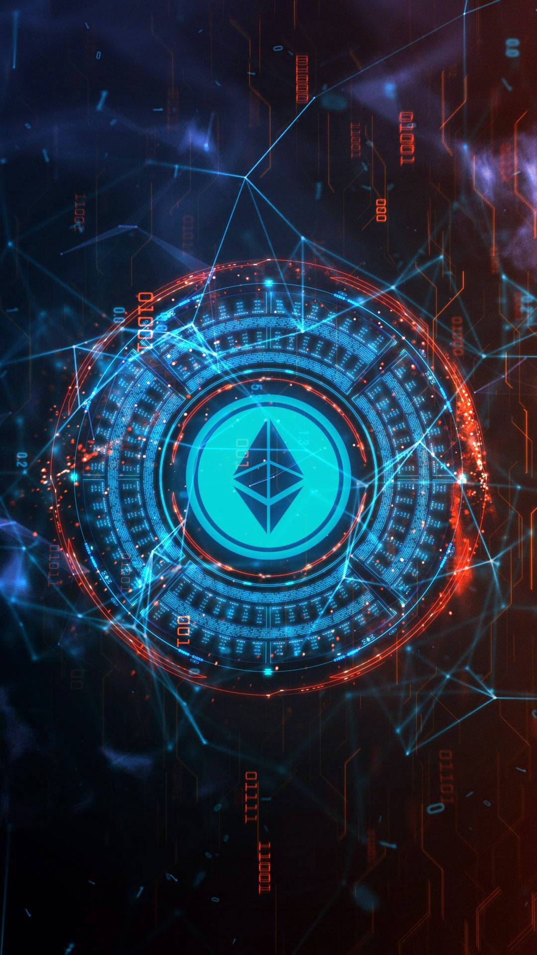 Ethereum, glowing Ethereum logo, futuristic digital interface, Full HD Phone Wallpaper
