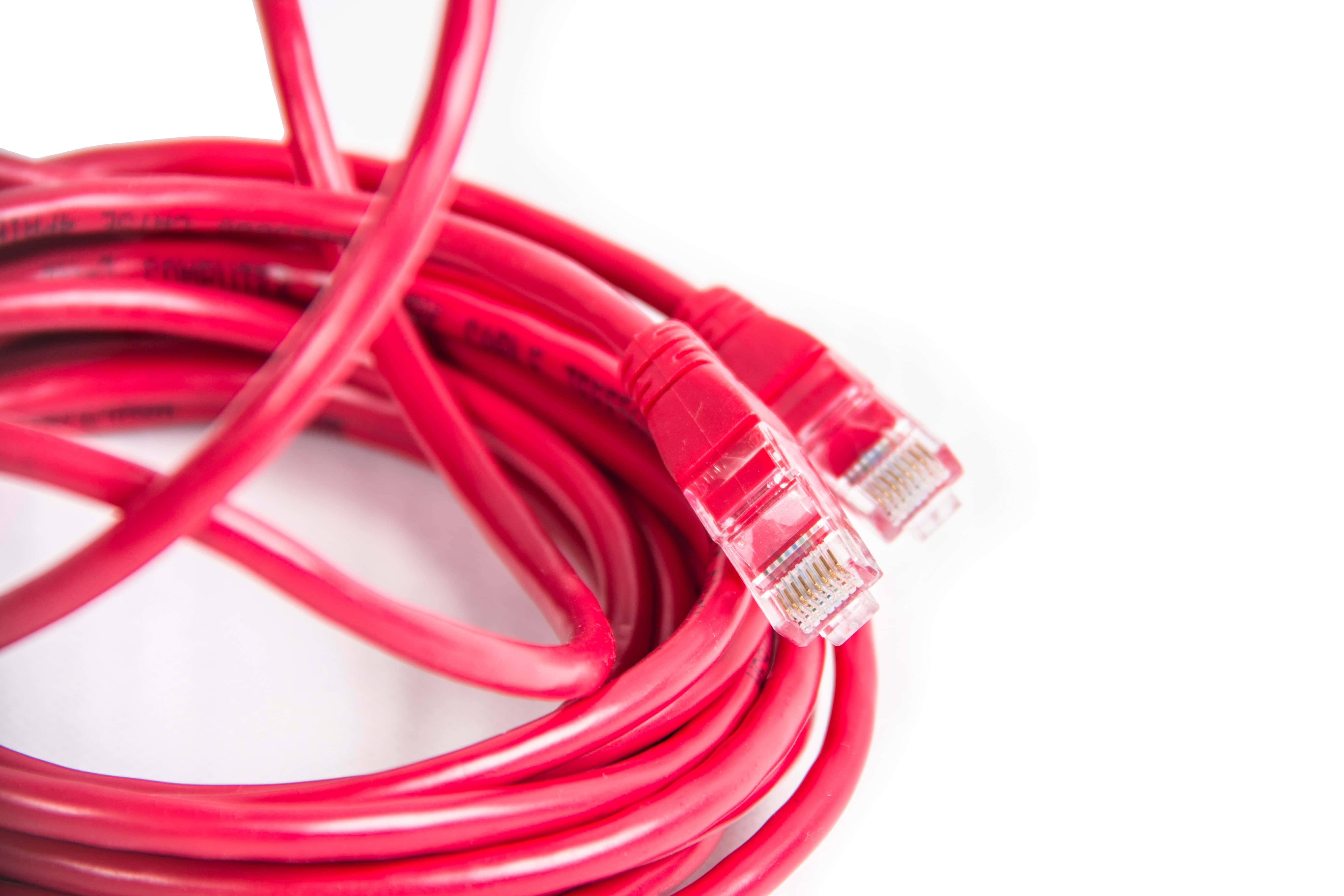 Ethernet, red, clear connectors, 5K Desktop Wallpaper