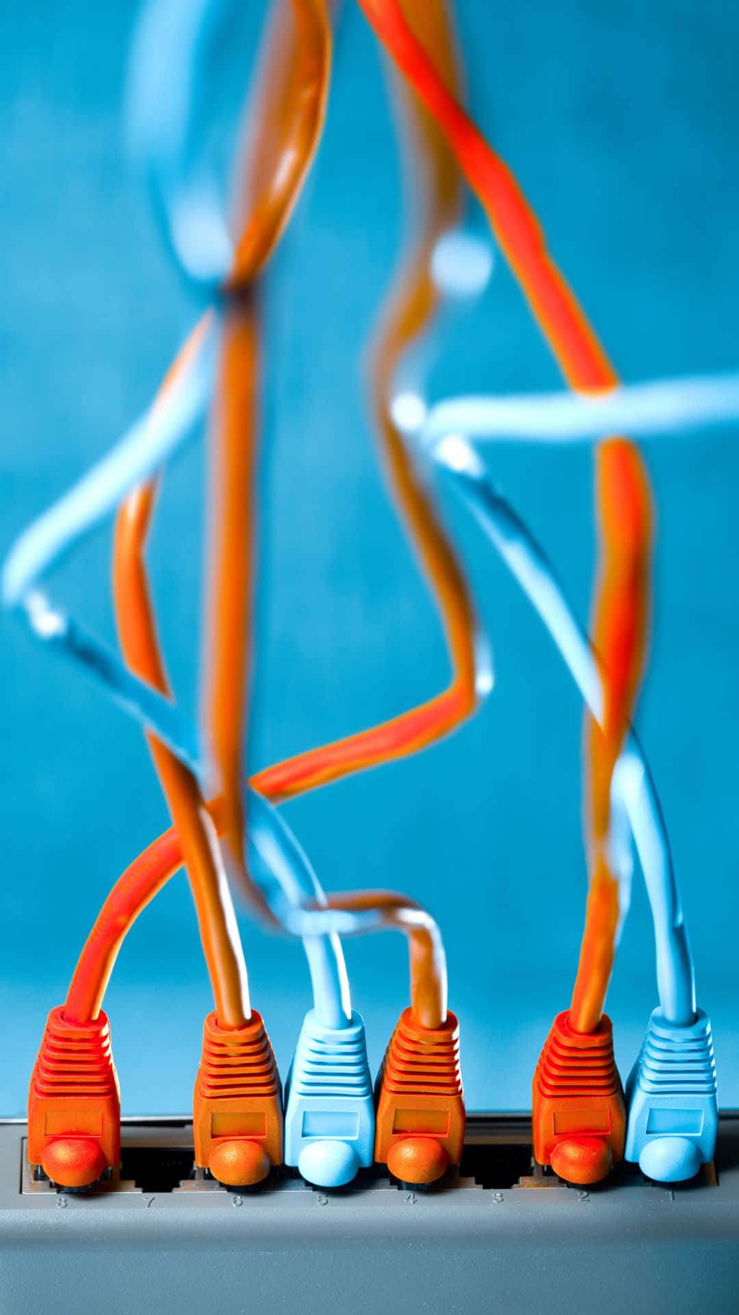 orange, blue, Ethernet cables, Full HD Phone Wallpaper