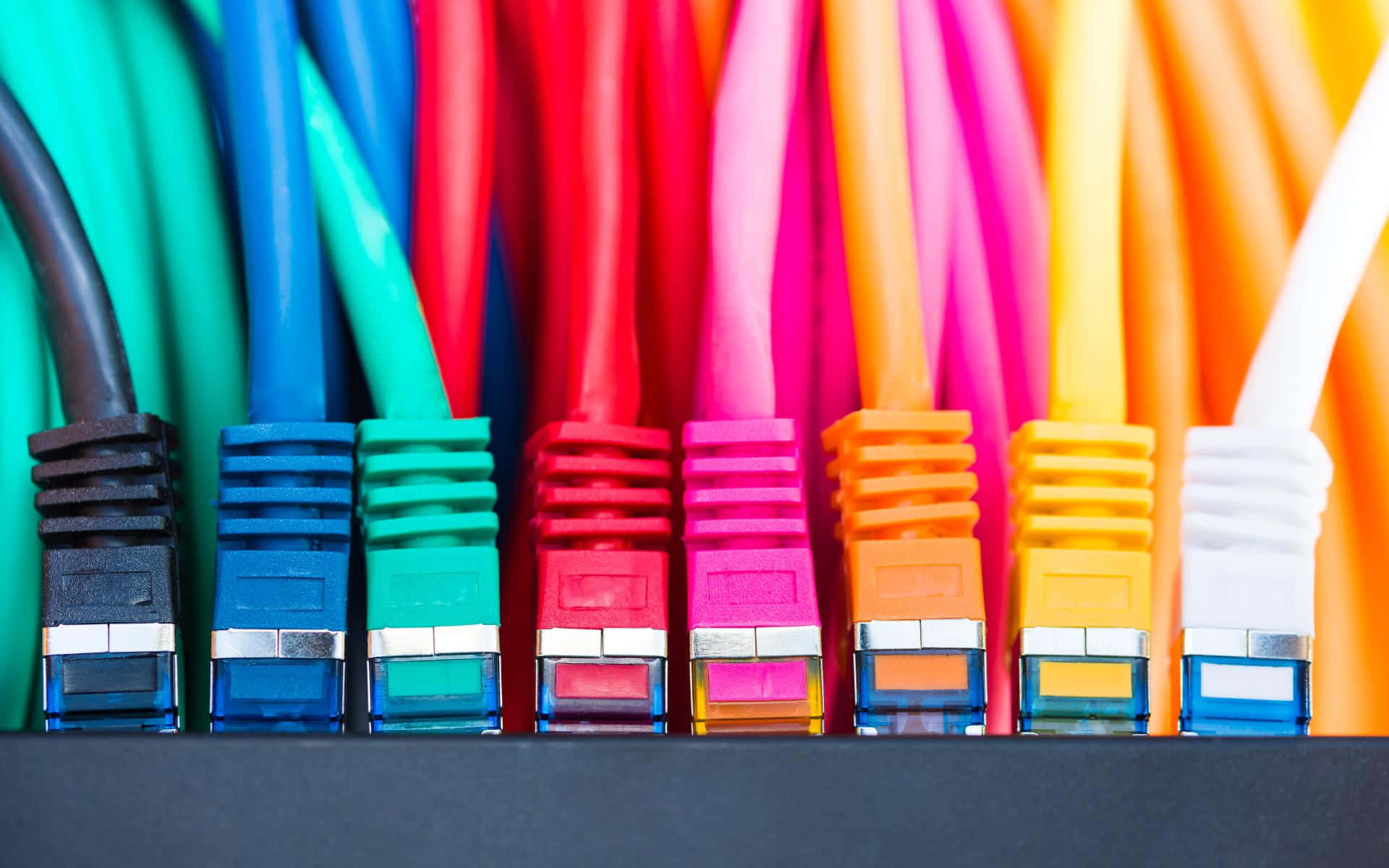 Ethernet, rainbow ethernet cables, colorful plastic connectors, Full HD Desktop Wallpaper
