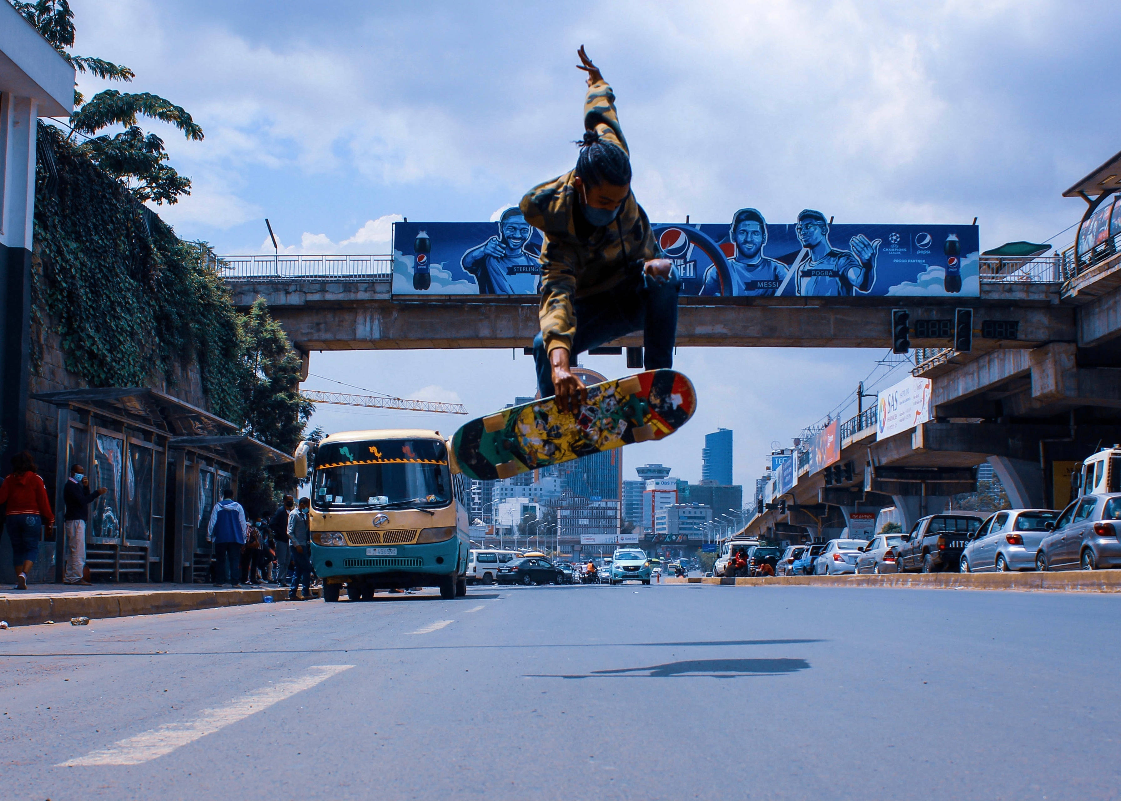 Ethiopia, skateboarder, urban street, 2K Desktop Wallpaper