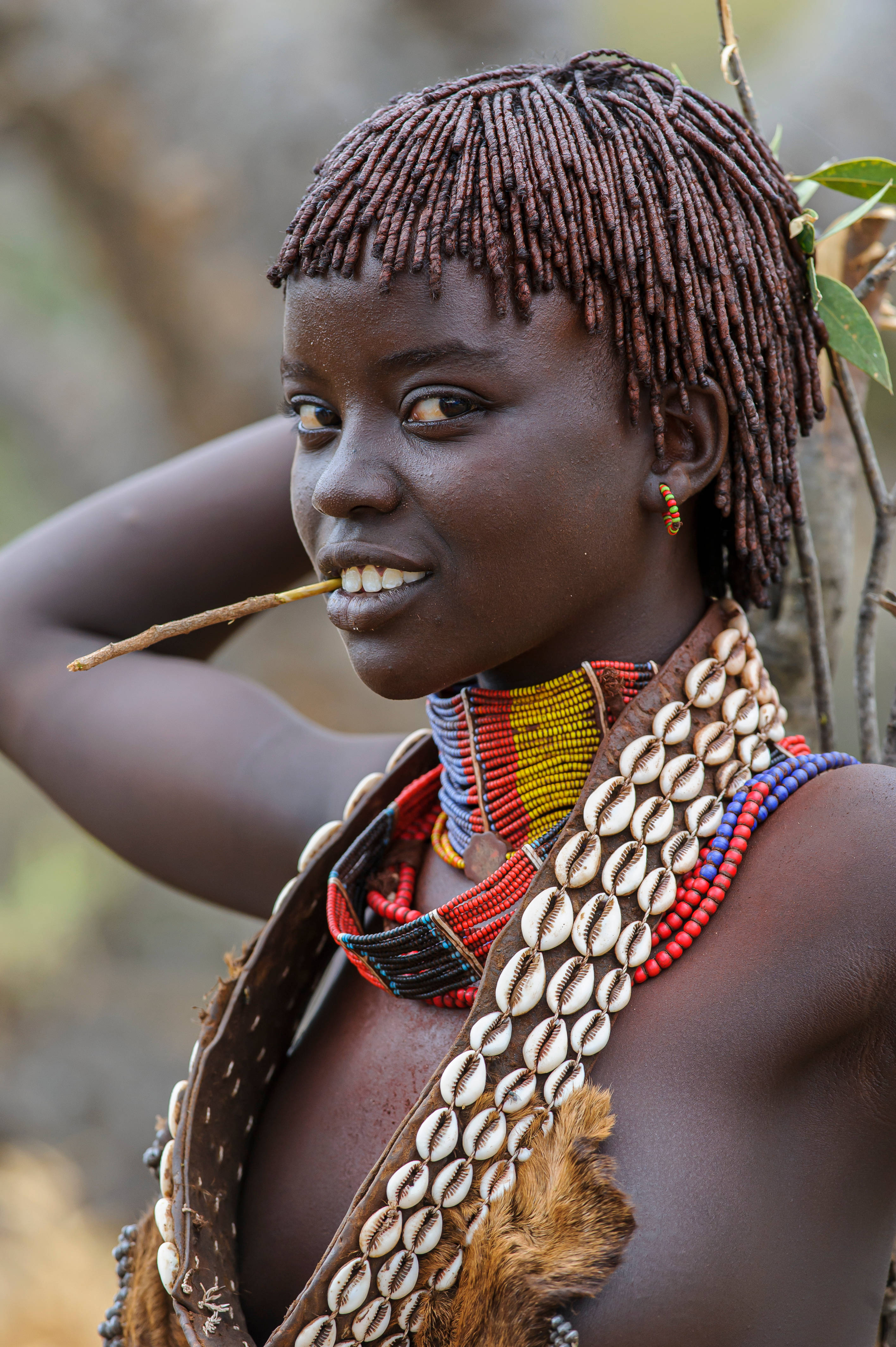 Ethiopia, tribe girl, braided hair, 4K Phone Wallpaper