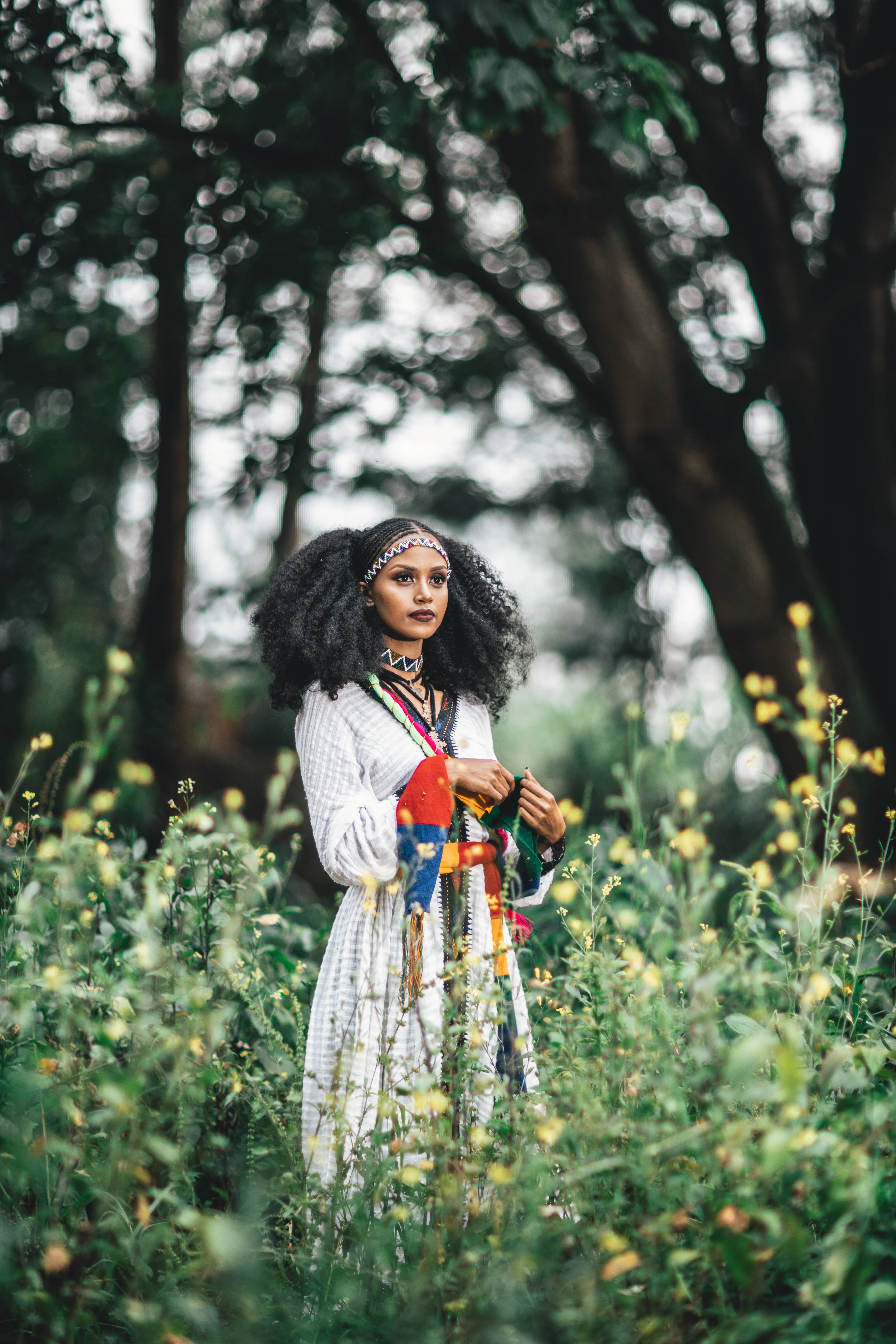 Ethiopia, girl, grass field, 5K Phone Wallpaper