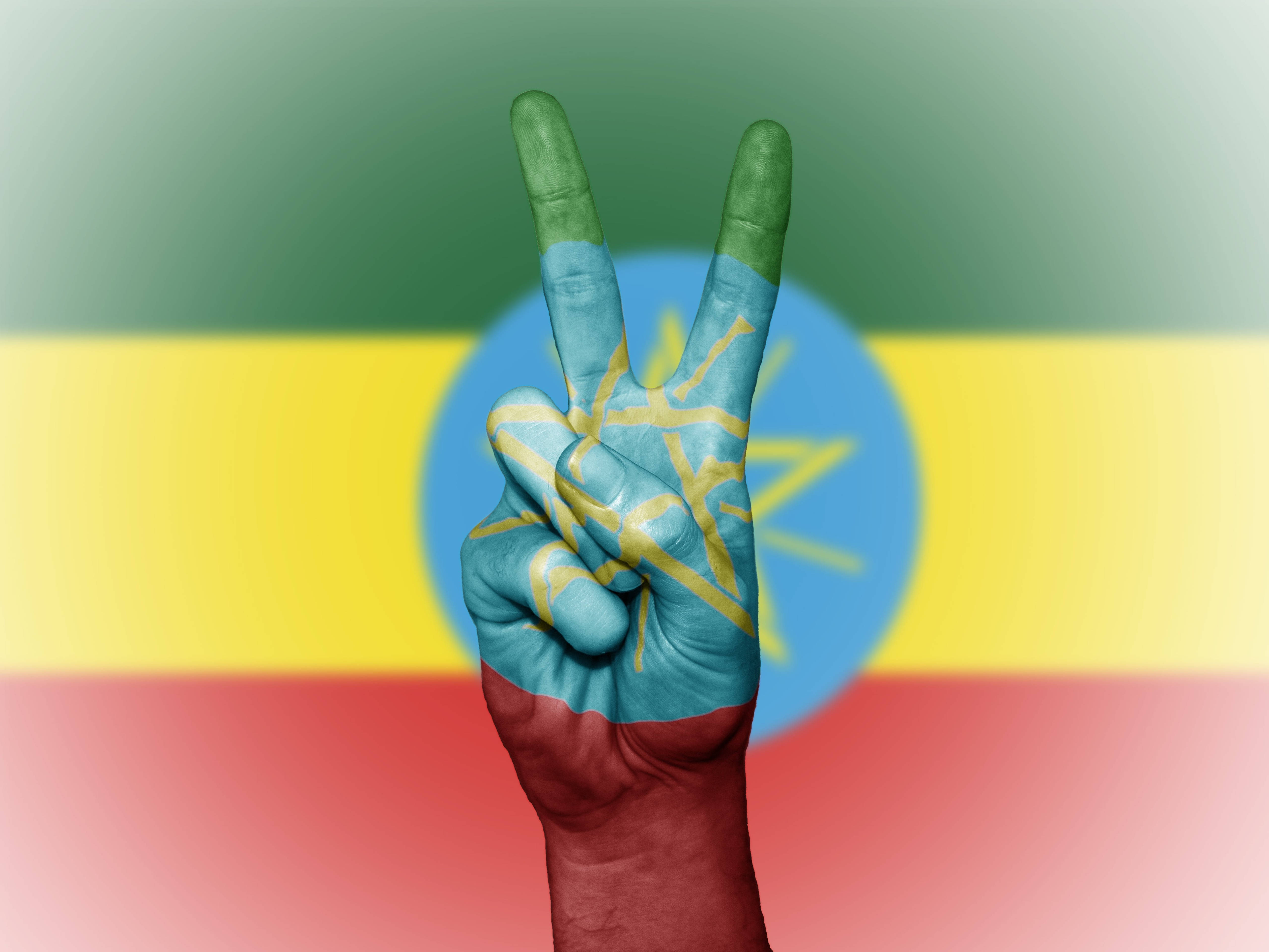 Ethiopia flag, peace sign, hand painted, 5K Desktop Wallpaper