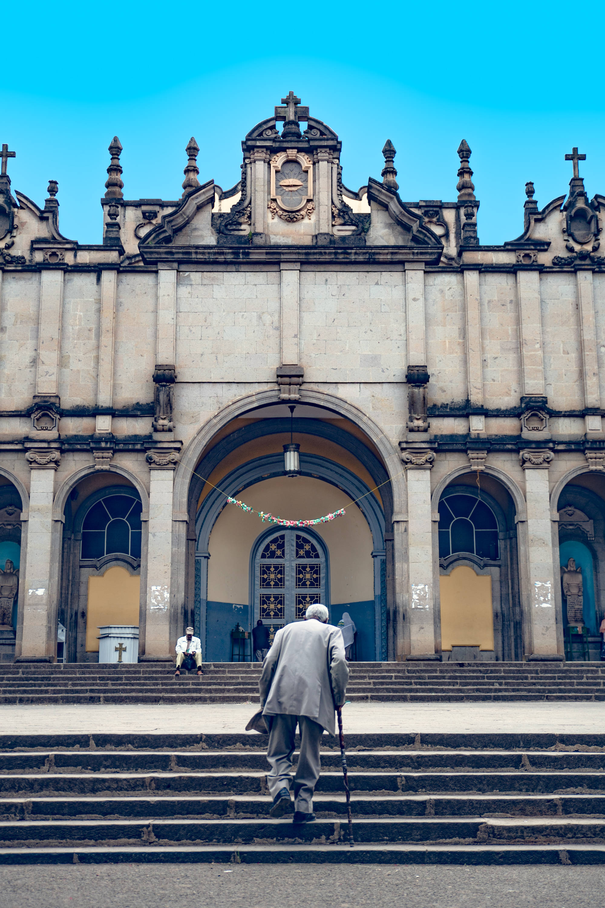 Ethiopia, man, cane, 2K Phone Wallpaper