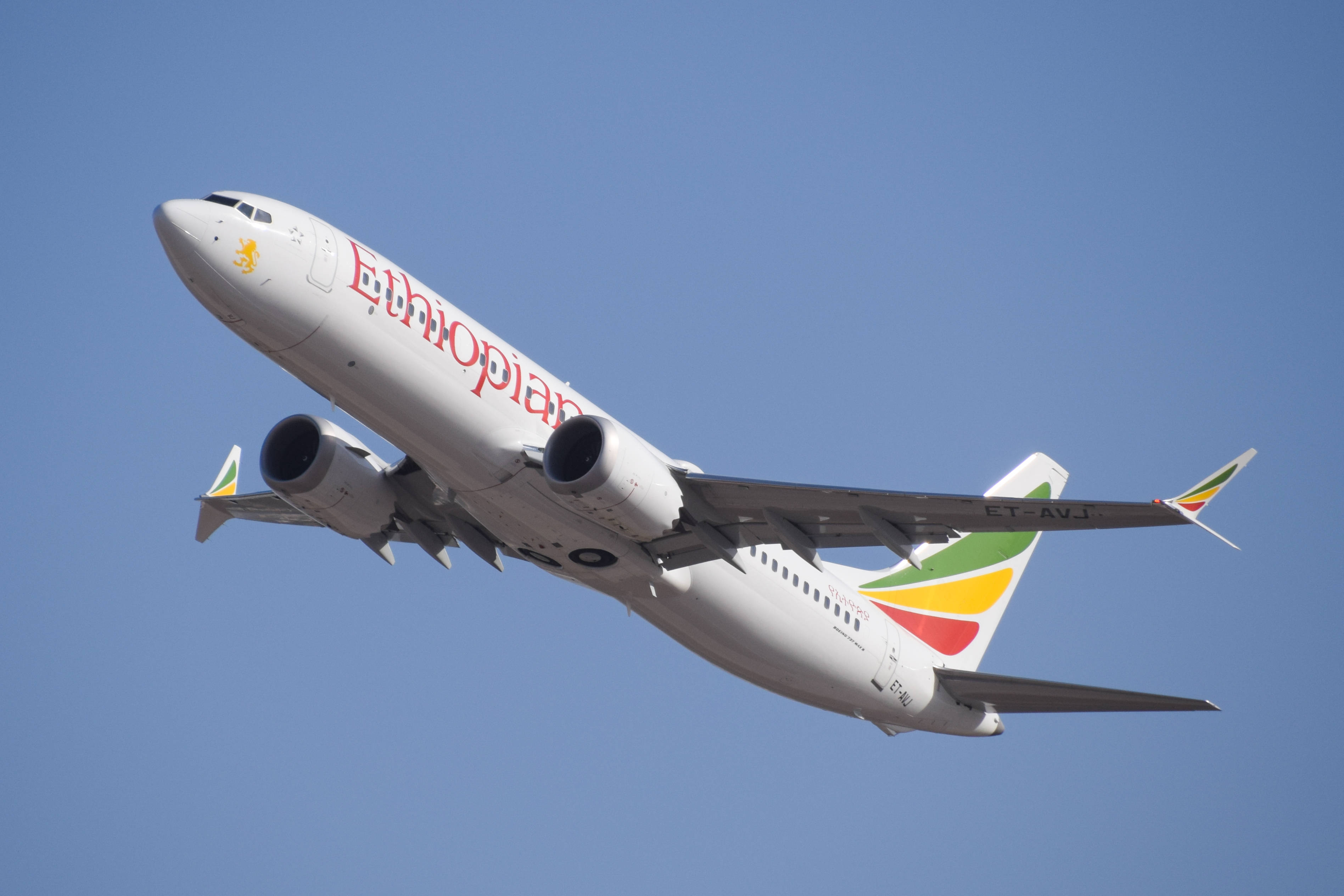 Ethiopian Airlines, airplane, clear blue sky, 2K Desktop Wallpaper