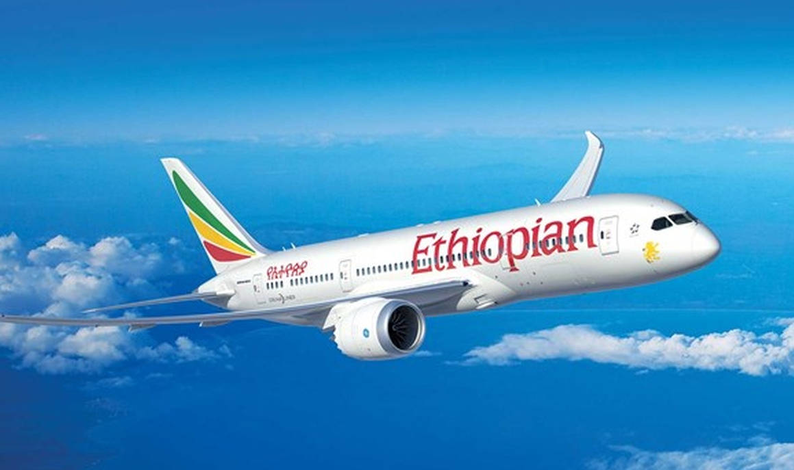 Ethiopian Airlines, airplane, fluffy white clouds, SD Desktop Wallpaper
