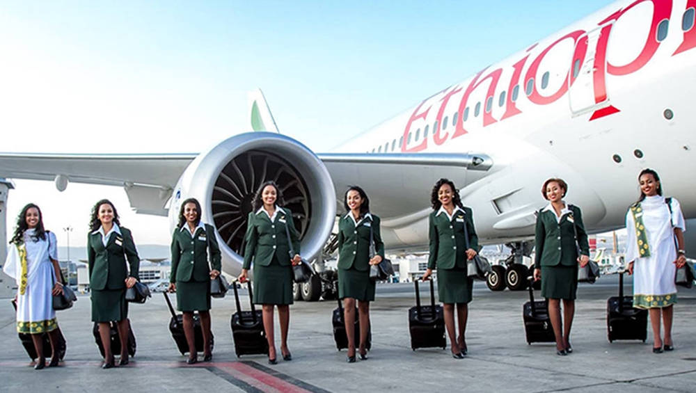 Ethiopian Airlines, flight attendants, green uniforms, SD Desktop Wallpaper