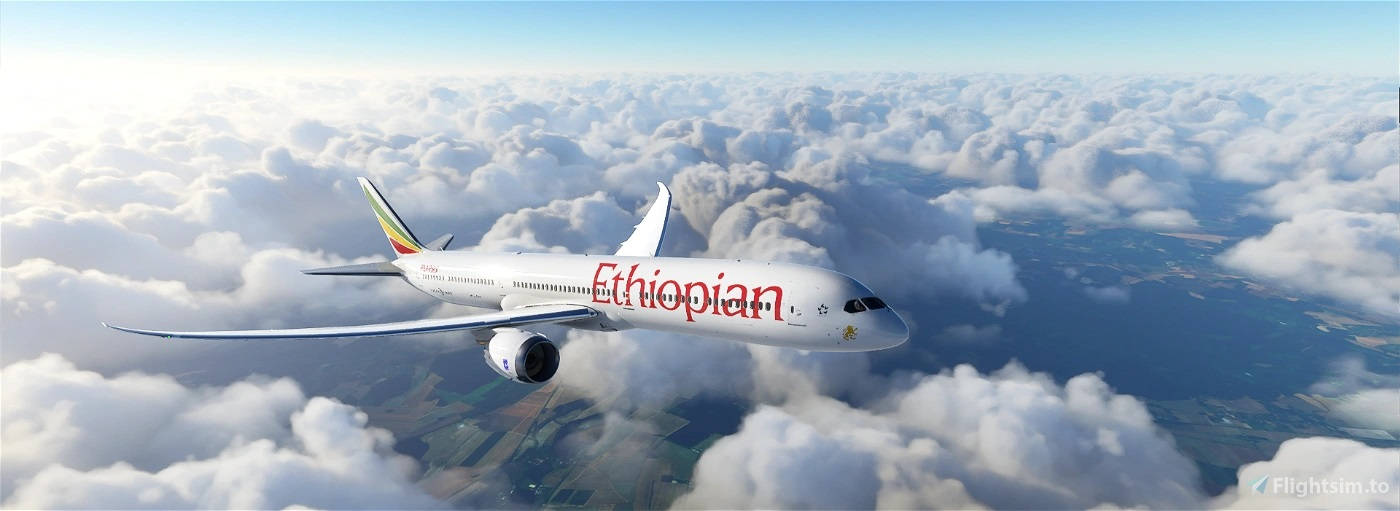 Ethiopian Airlines, airplane, fluffy white clouds, HD Desktop Wallpaper