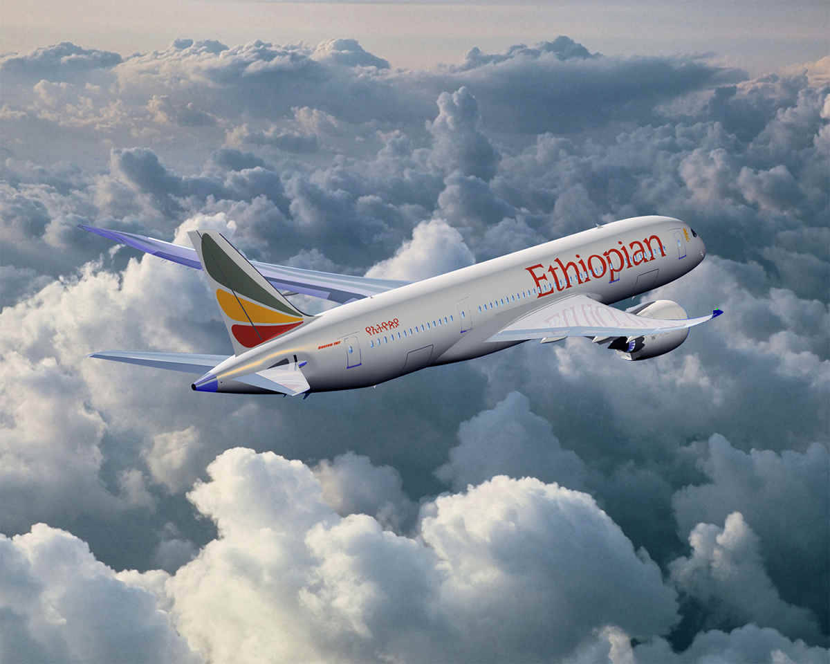 Ethiopian Airlines, airplane, clouds, SD Desktop Wallpaper
