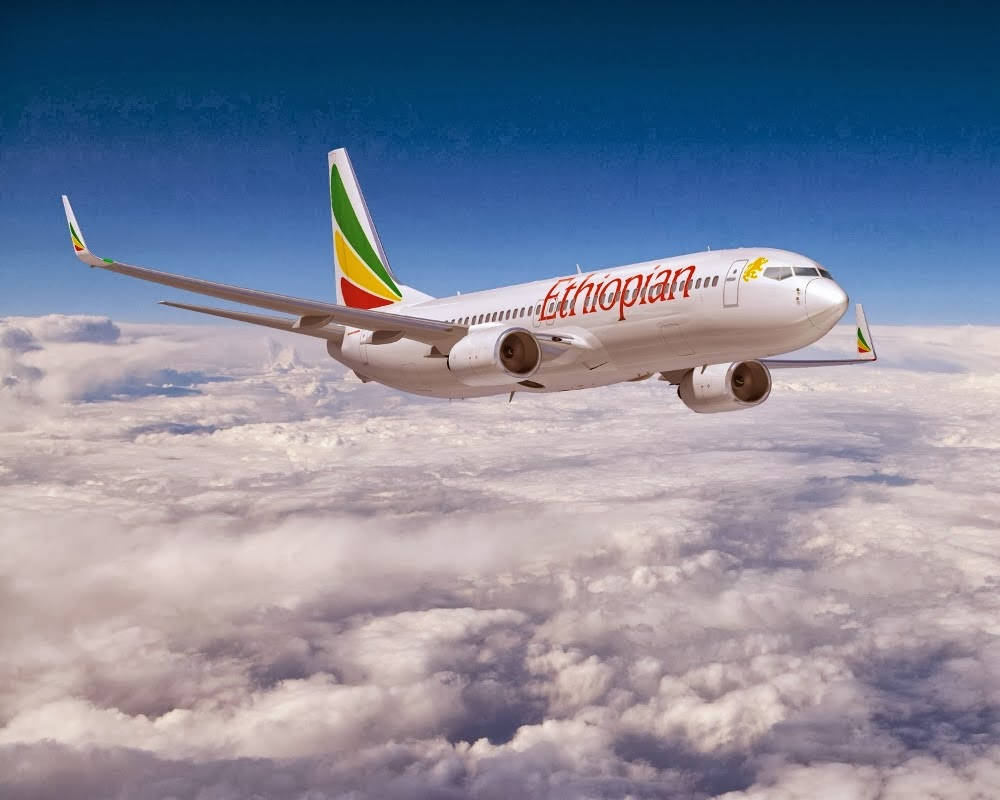 Ethiopian Airlines, plane, cloudy sky, SD Desktop Wallpaper