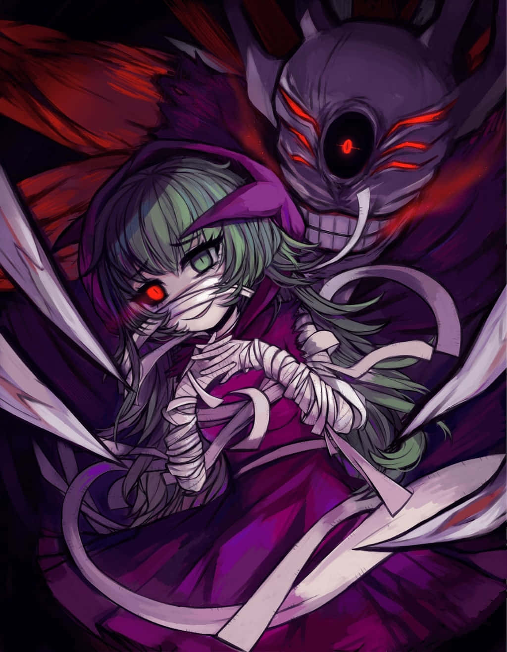 Eto Yoshimura, green hair, red eyes, HD Phone Wallpaper