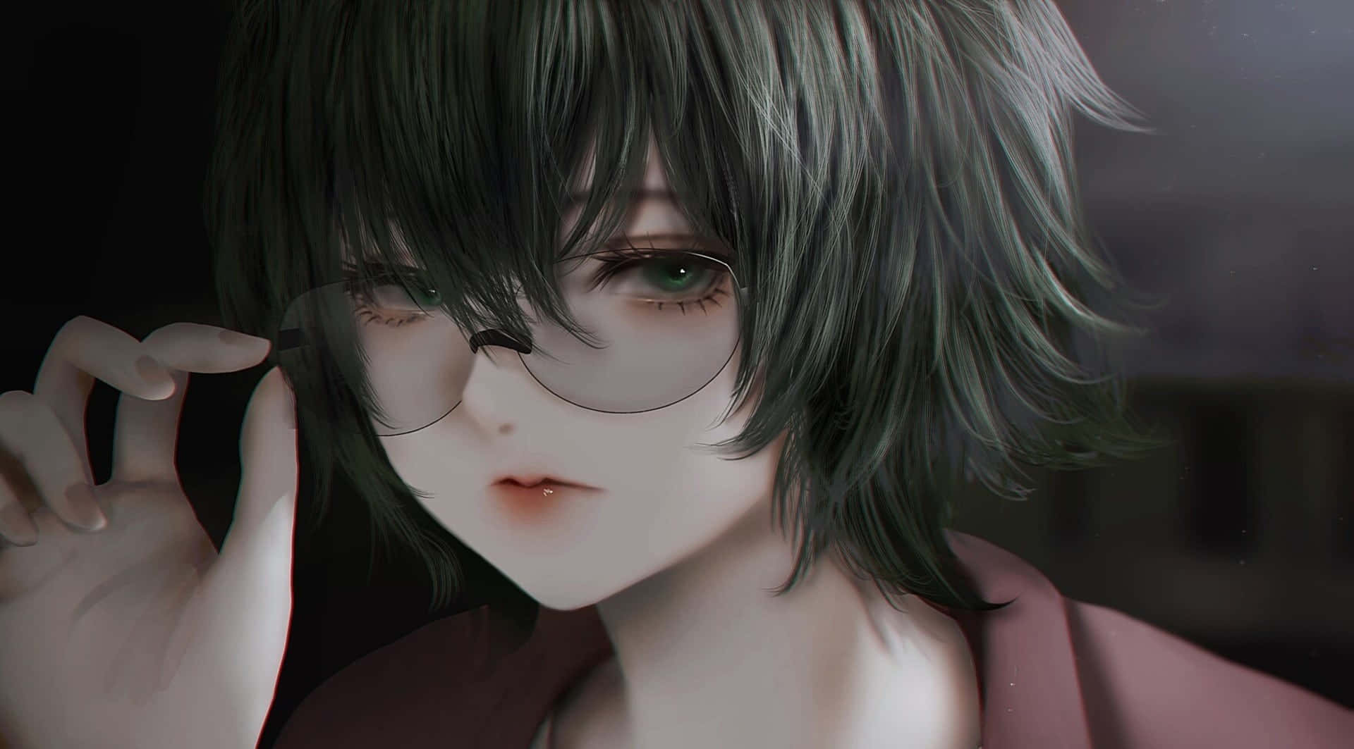 Eto Yoshimura, green hair, glasses, Full HD Desktop Wallpaper