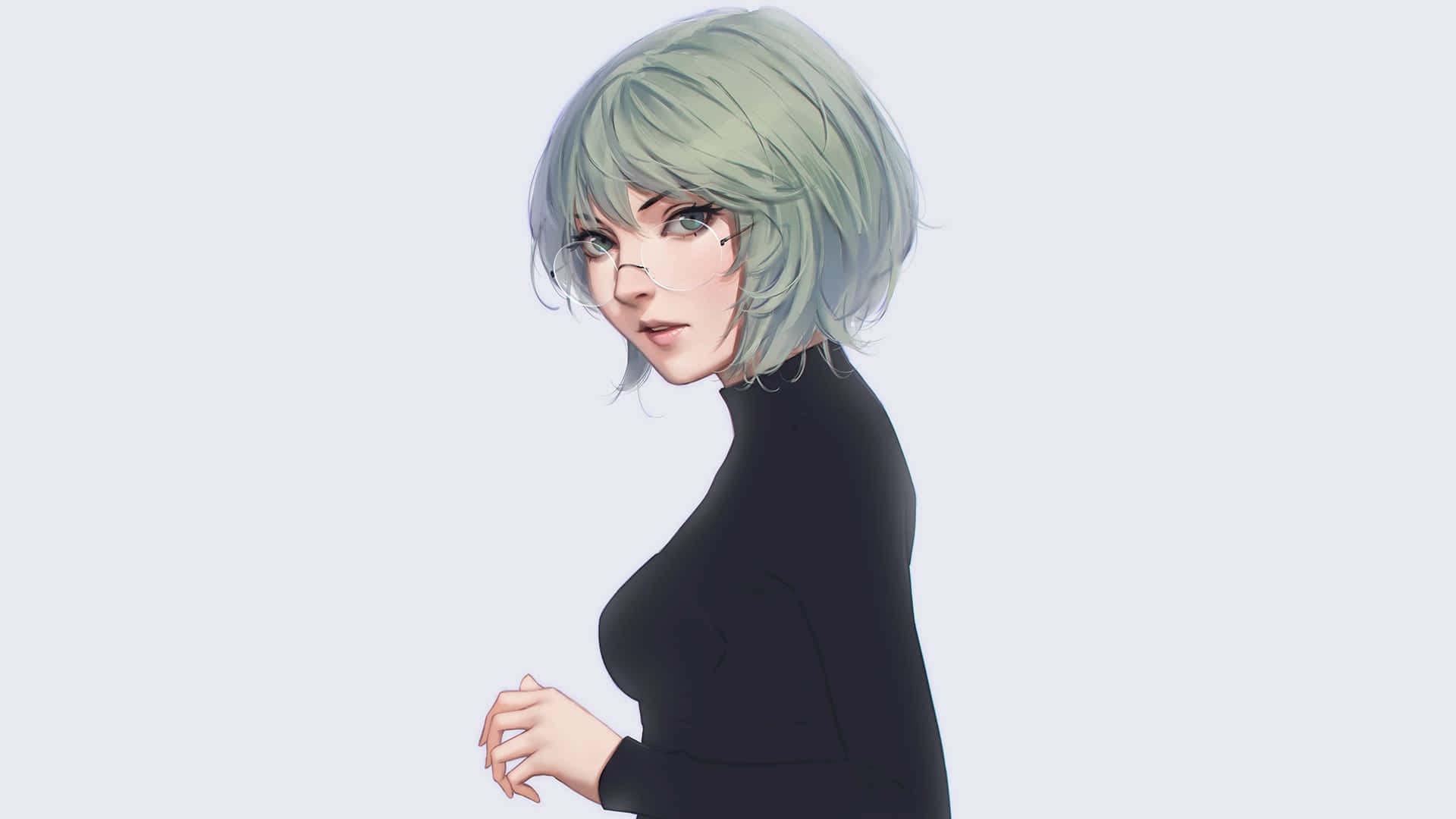 Eto Yoshimura, mint green hair, glasses, Full HD Desktop Wallpaper