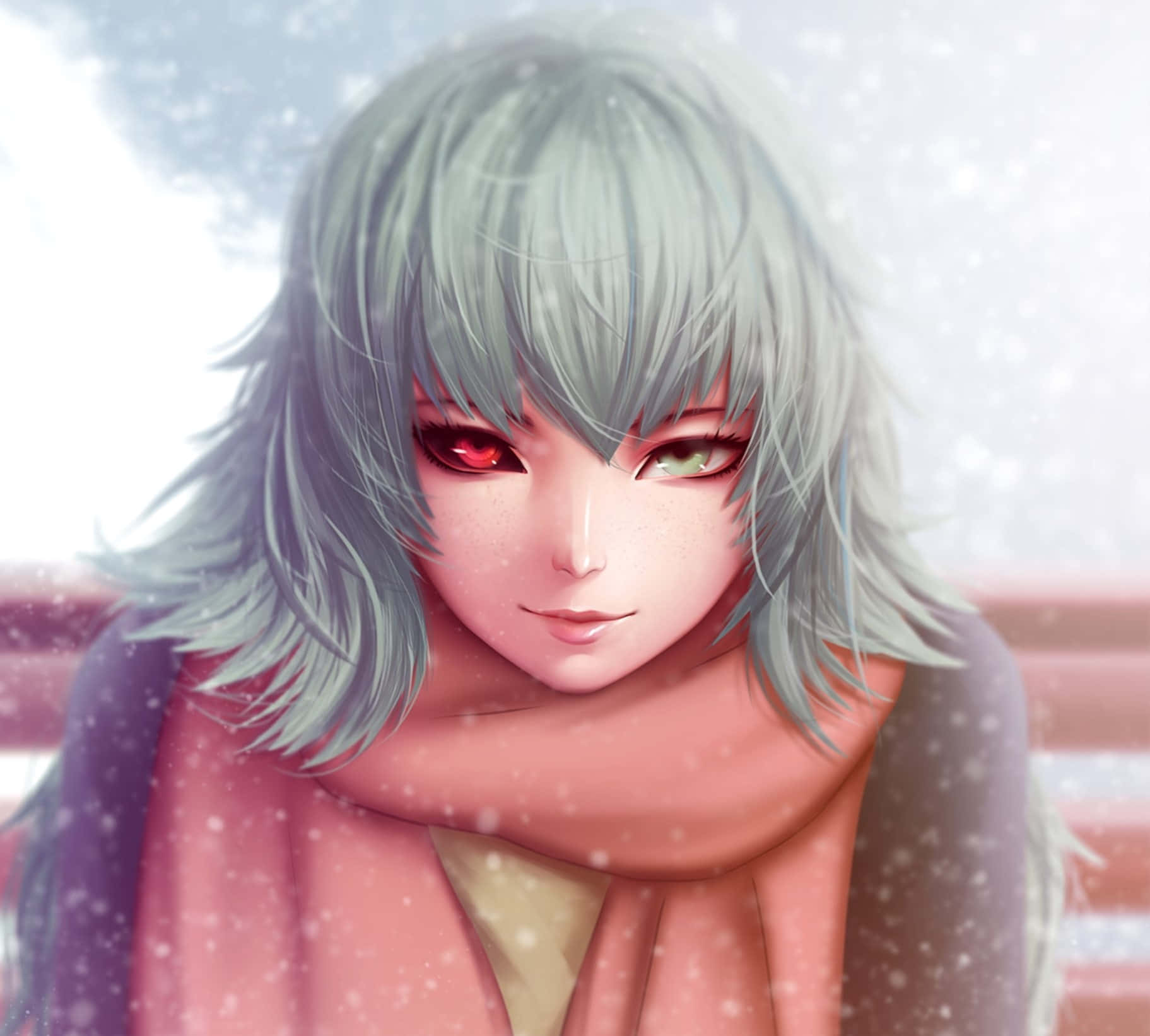 Eto Yoshimura, silver hair, mismatched red and green eyes, HD Desktop Wallpaper
