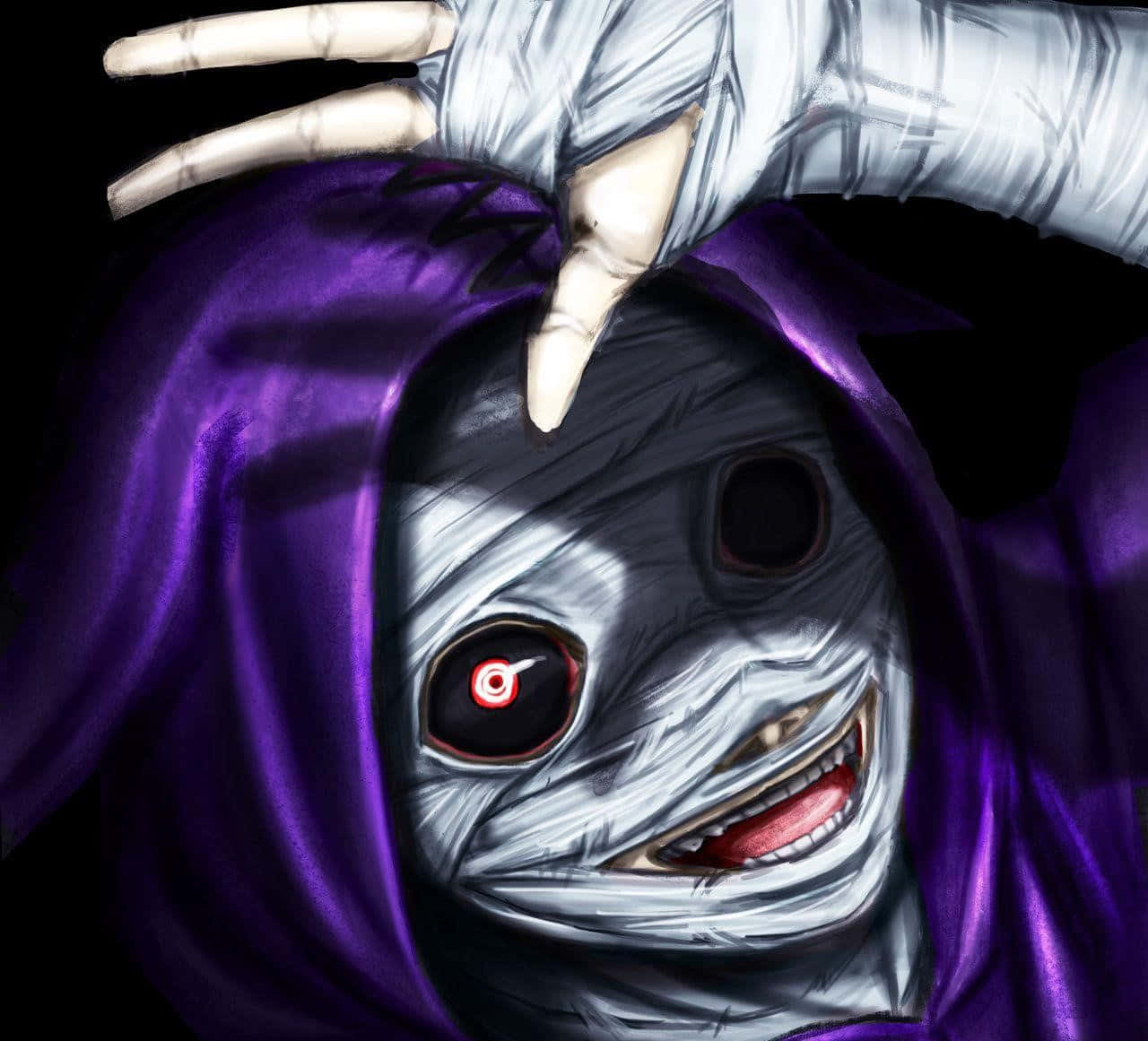 Eto Yoshimura, glowing red eye, purple hood, HD Desktop Wallpaper