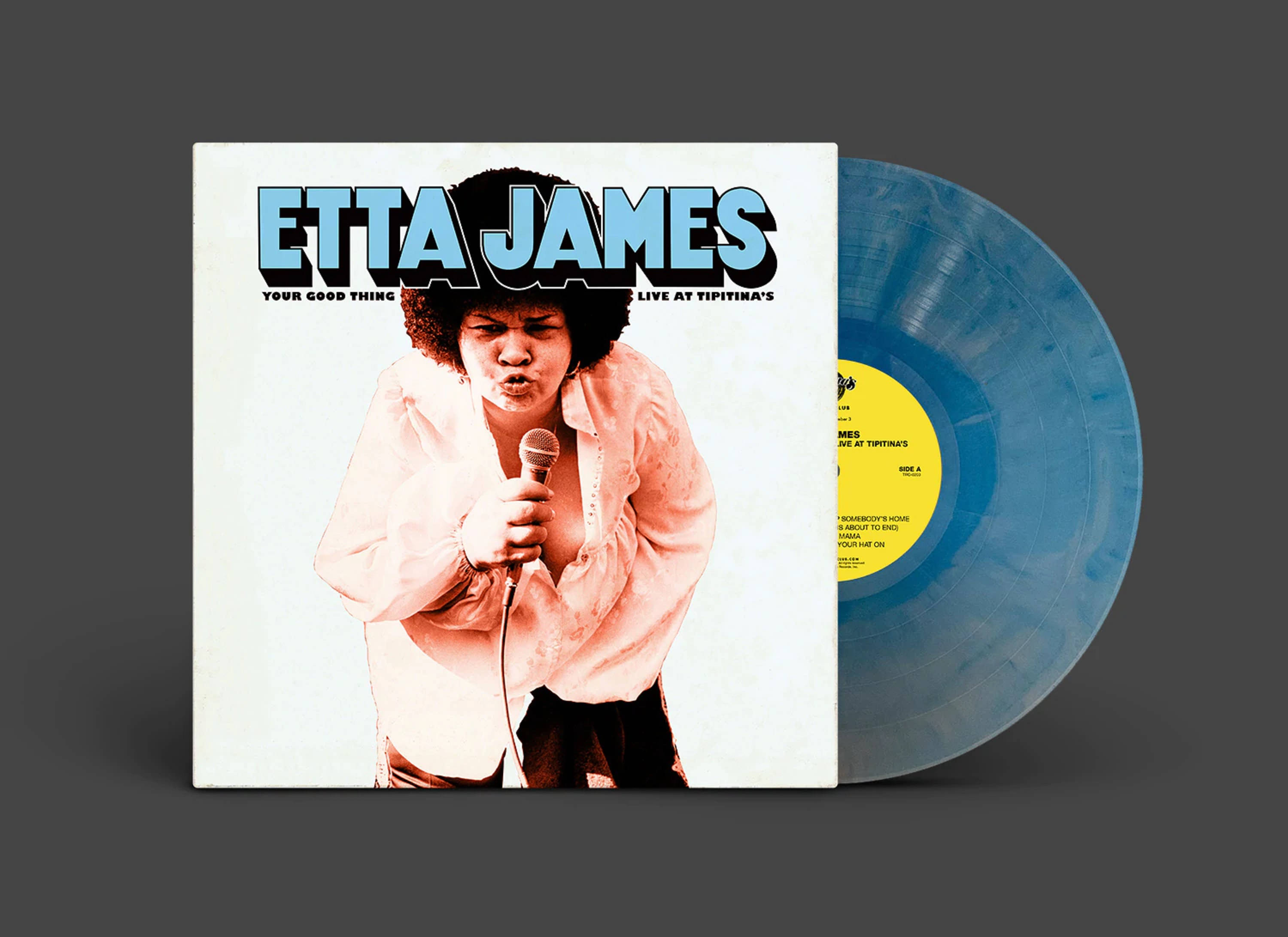 Etta James, vintage album cover, translucent blue vinyl record, 2K Desktop Wallpaper