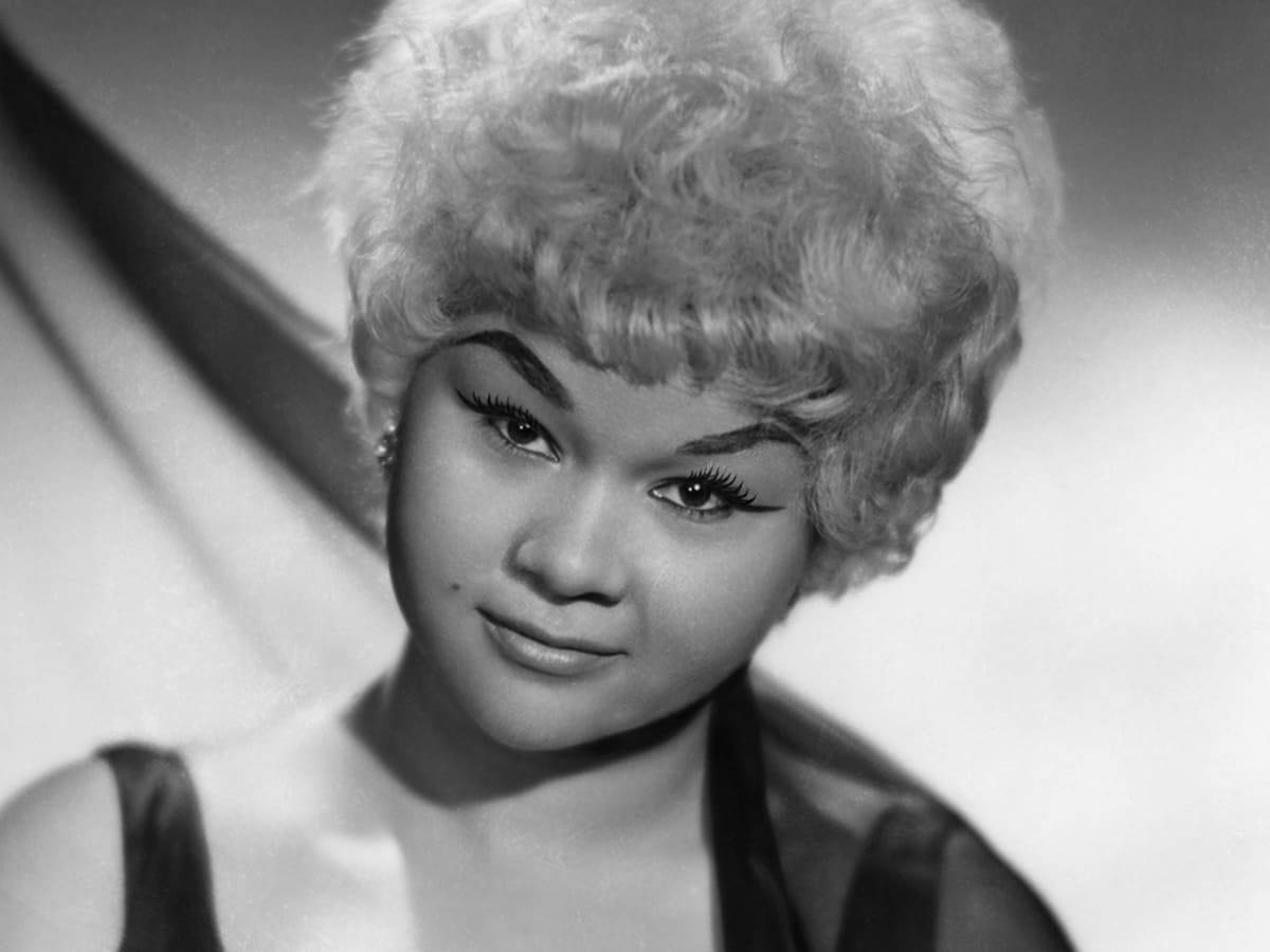 Etta James, voluminous curly blonde wig, dramatic eyelashes, SD Desktop Wallpaper