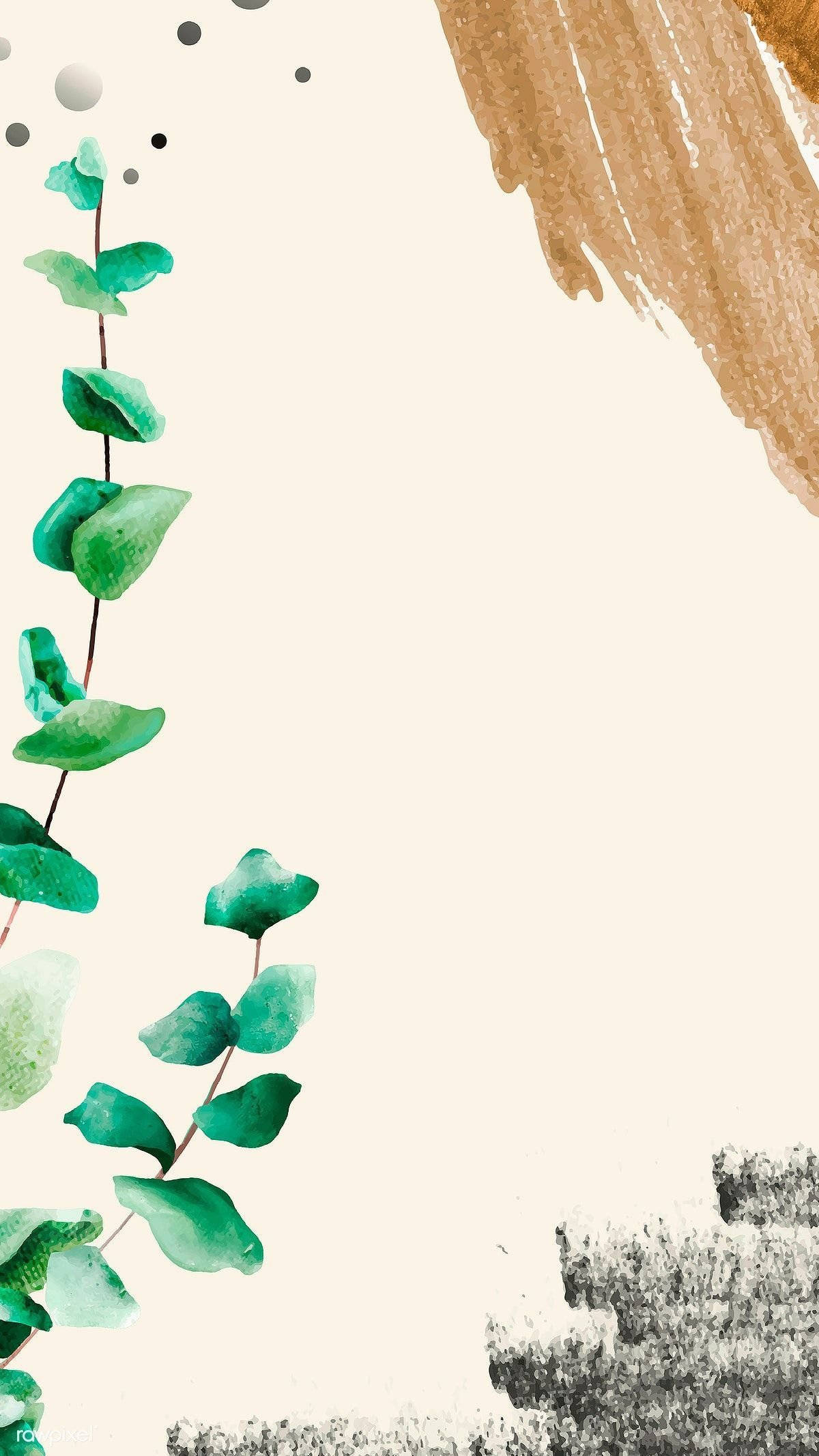 eucalyptus stem, watercolor, green leaves, Full HD Phone Wallpaper