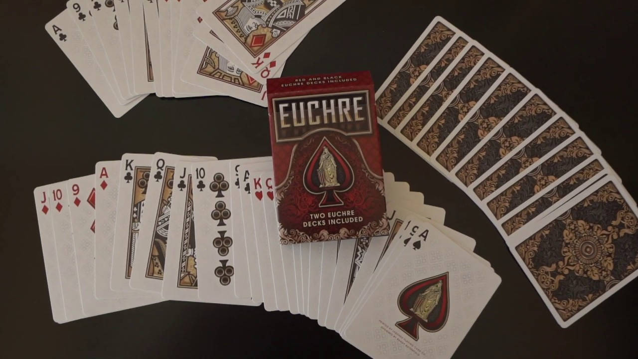 Euchre, red deck box, dark surface, HD Desktop Wallpaper