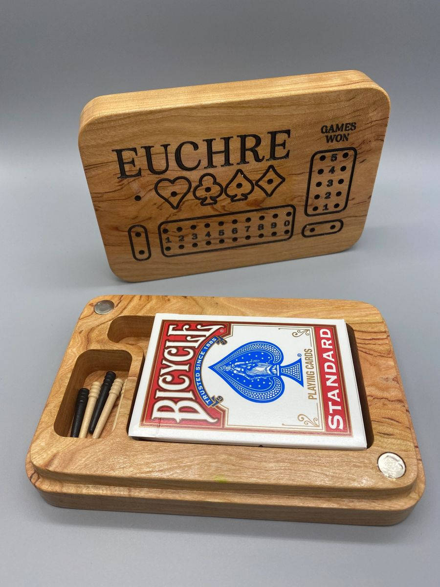 euchre, wooden box, engraved score tracker, SD Phone Wallpaper