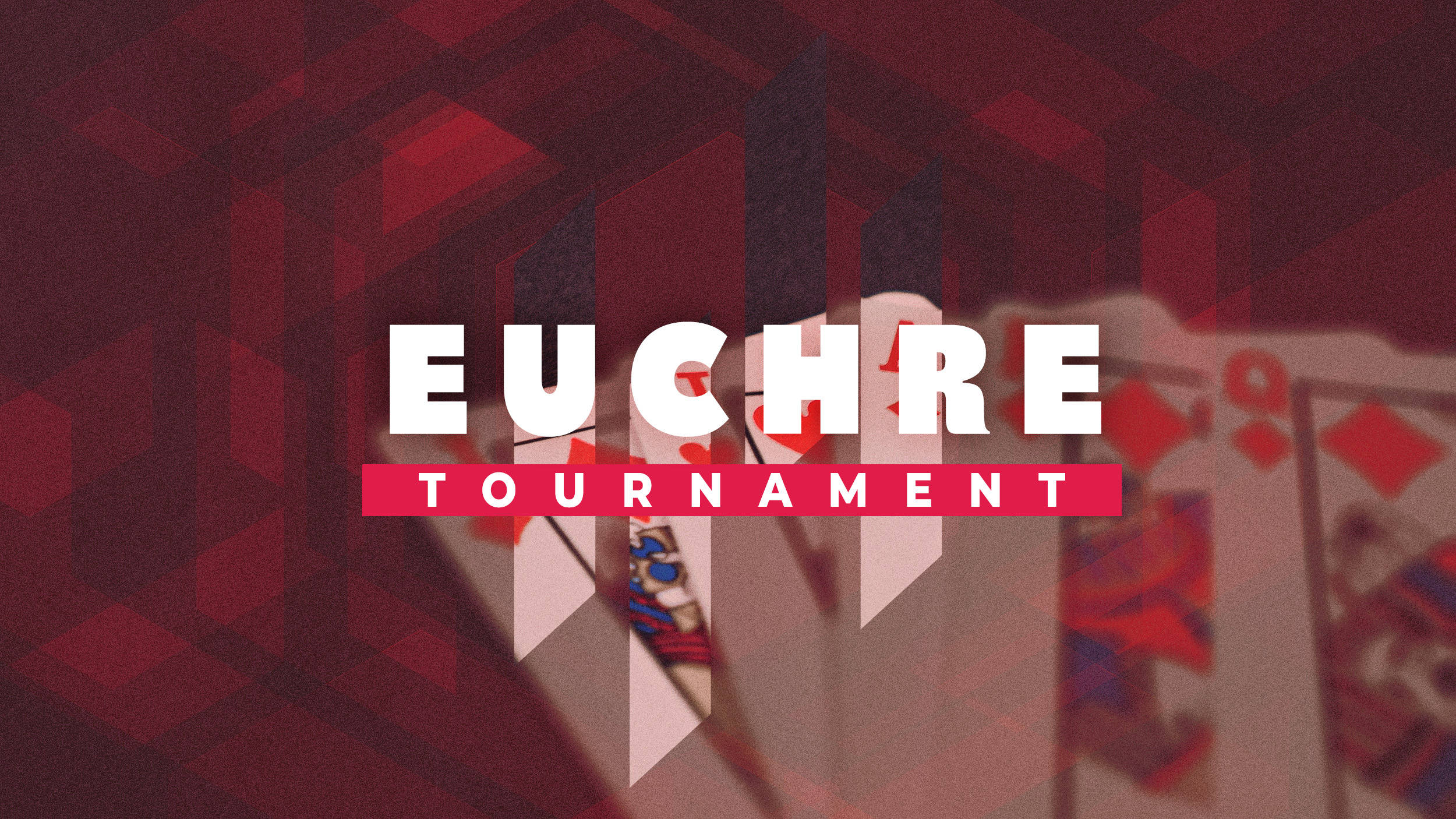 Euchre, red geometric background, blurred playing cards, Full HD Desktop Wallpaper