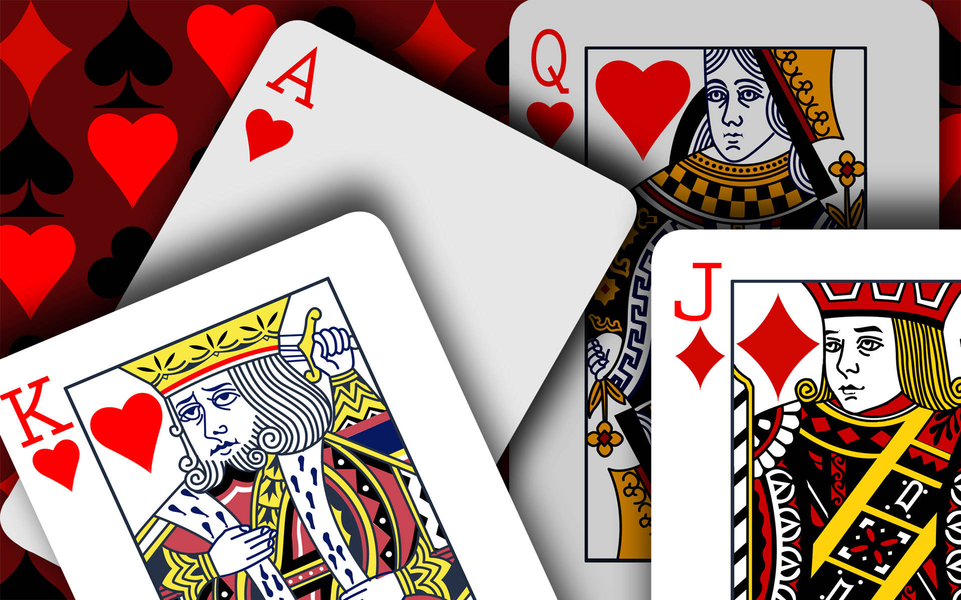 Euchre, hearts ace, hearts king, Full HD Desktop Wallpaper