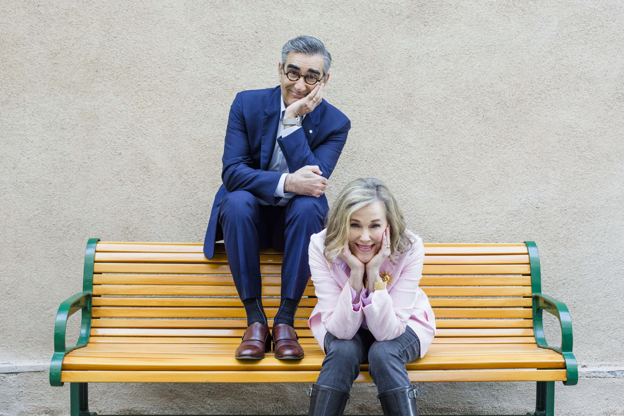 Eugene Levy, blue suit, pink jacket, Full HD Desktop Wallpaper