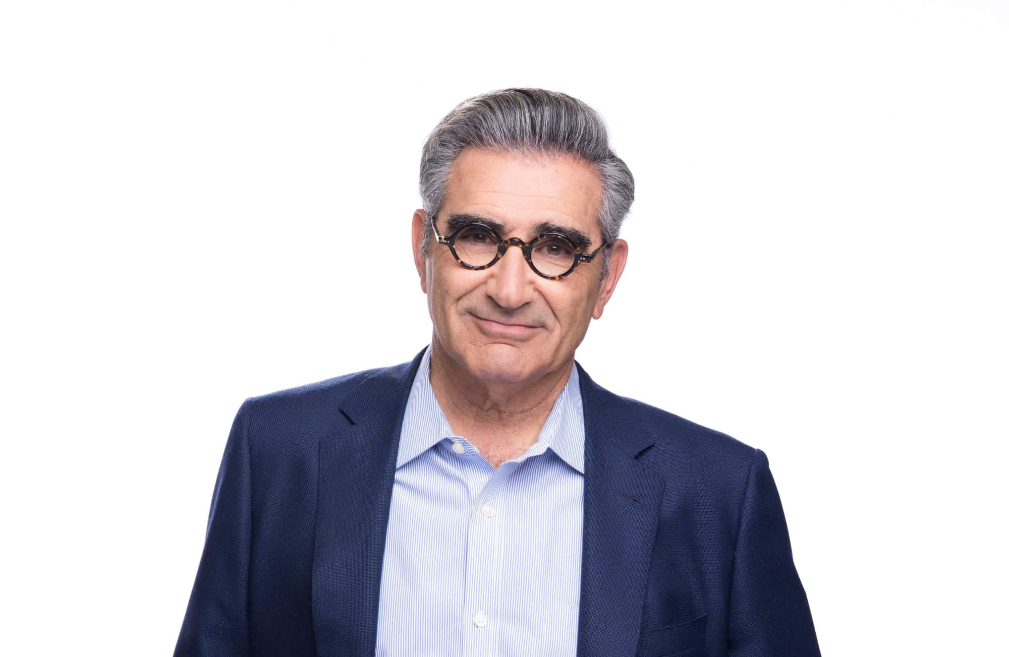 Eugene Levy, navy blazer, light blue striped shirt, Full HD Desktop Wallpaper