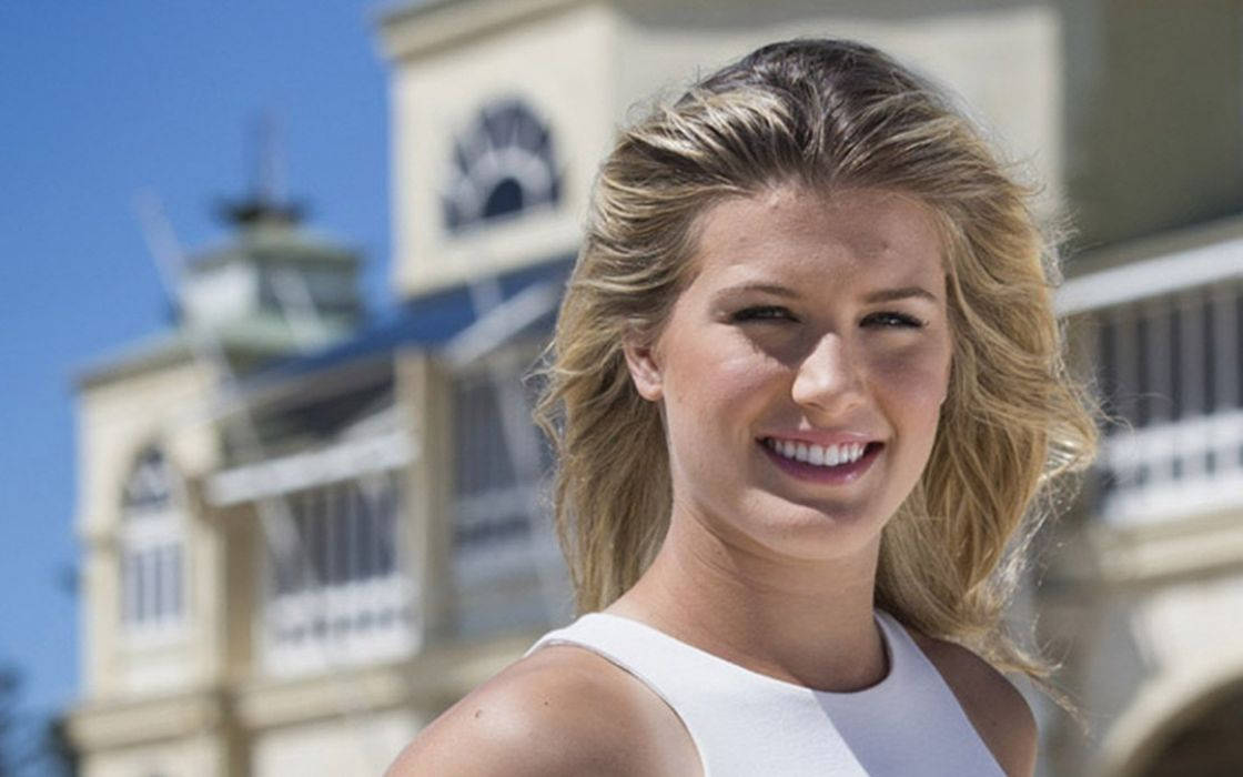 Eugenie Bouchard, blonde woman, white top, SD Desktop Wallpaper