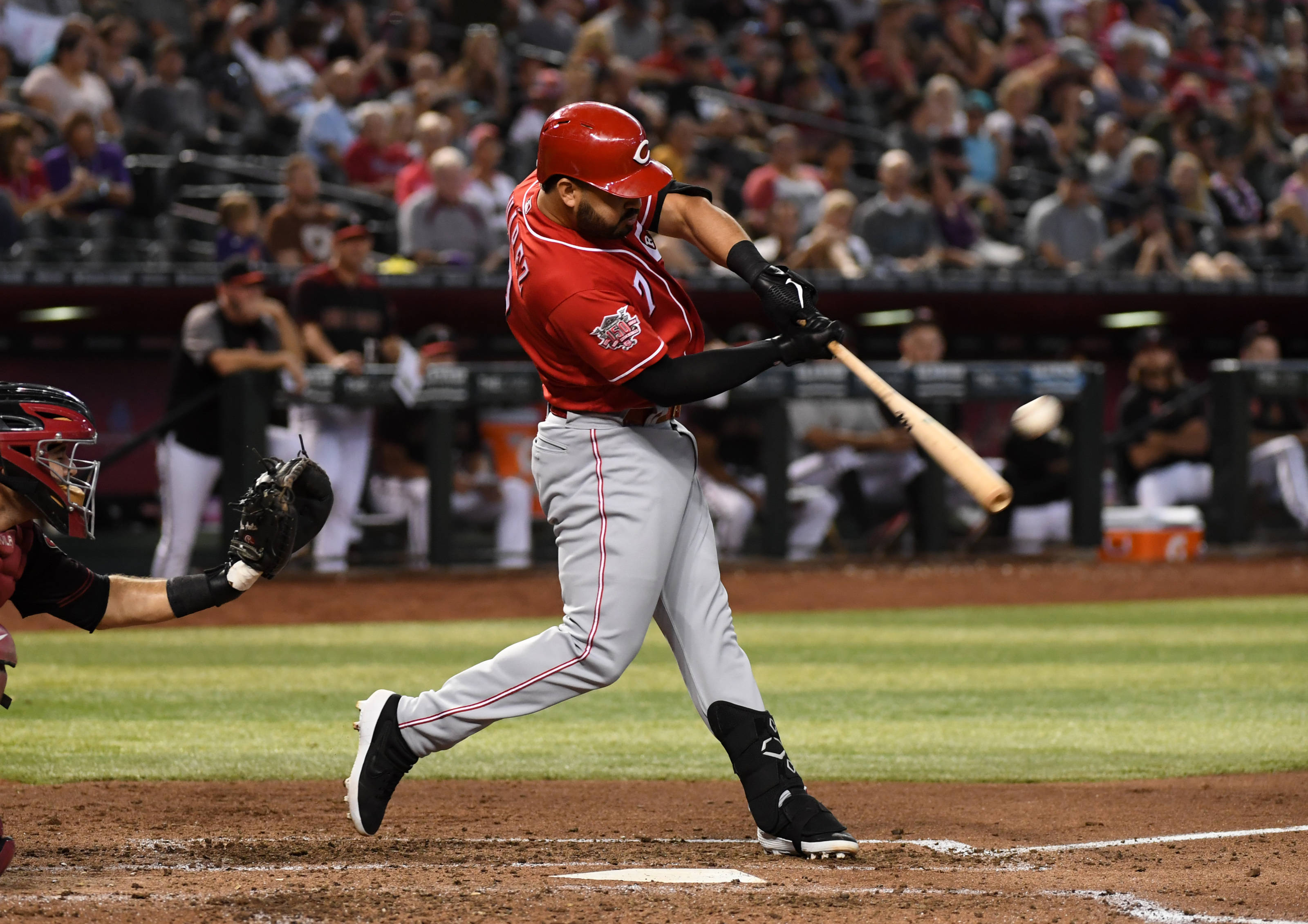 Eugenio Suarez, baseball player, red uniform, 2K Desktop Wallpaper