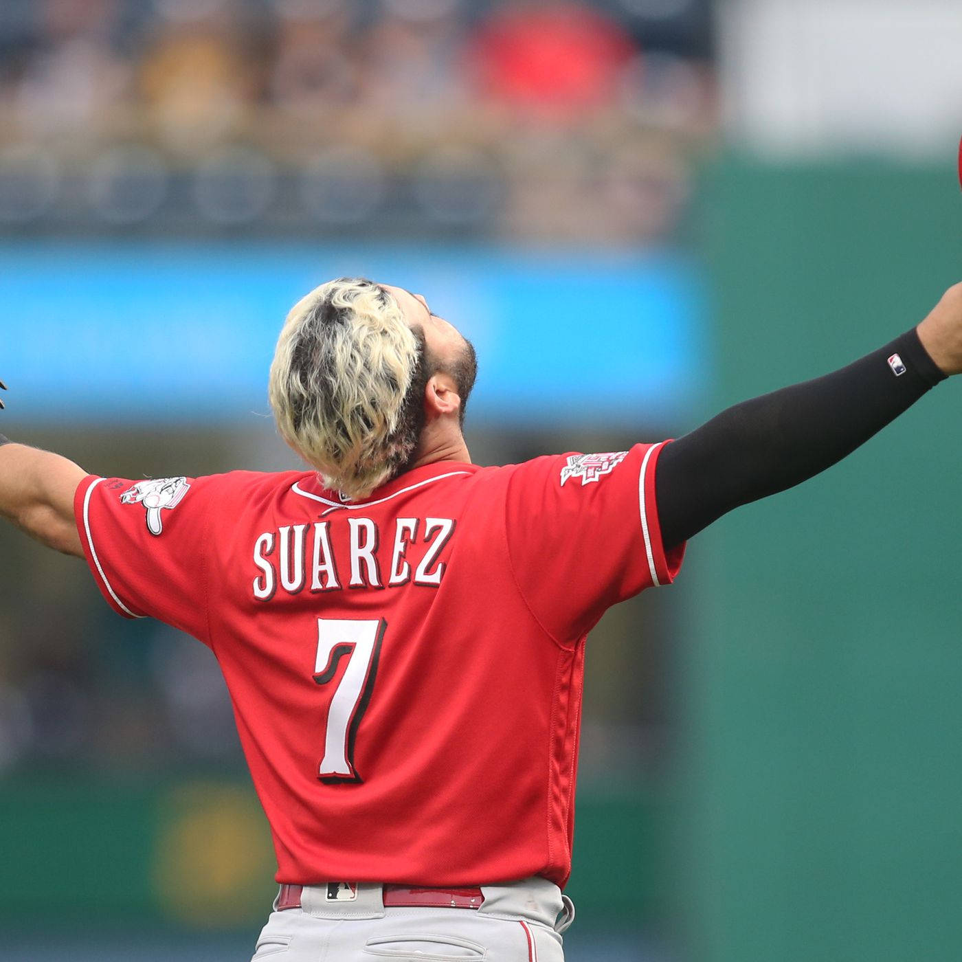 Eugenio Suarez, Suarez 7 jersey, red, HD Desktop Wallpaper