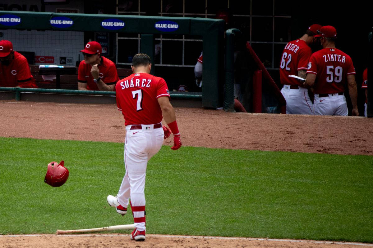 Eugenio Suarez, red jersey number 7, home plate, SD Desktop Wallpaper