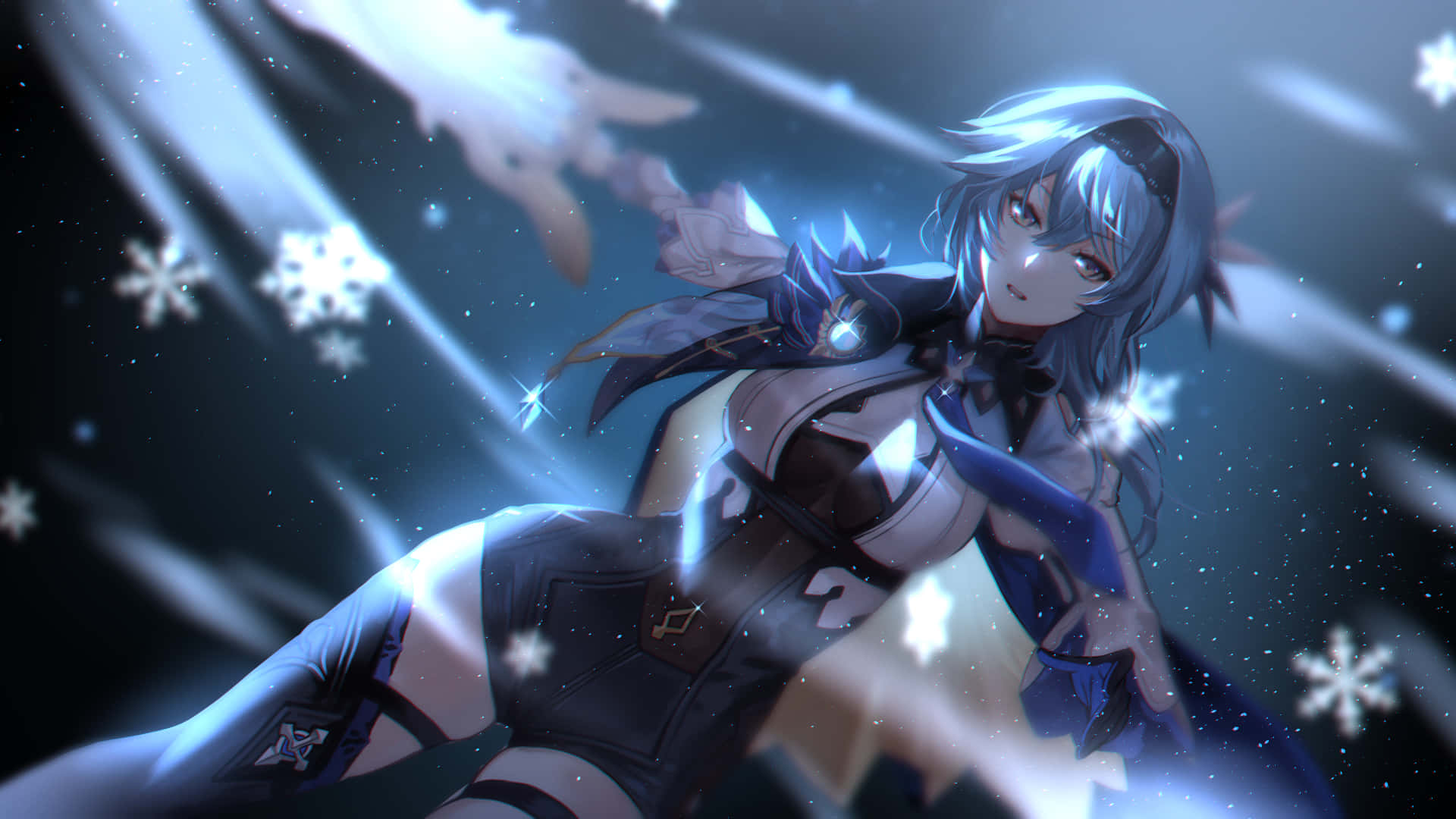 Eula, blue hair, blue eyes, Full HD Desktop Wallpaper