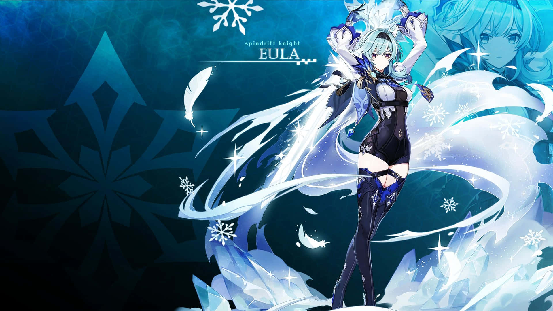 Eula, silver hair, ice magic, Full HD Desktop Wallpaper