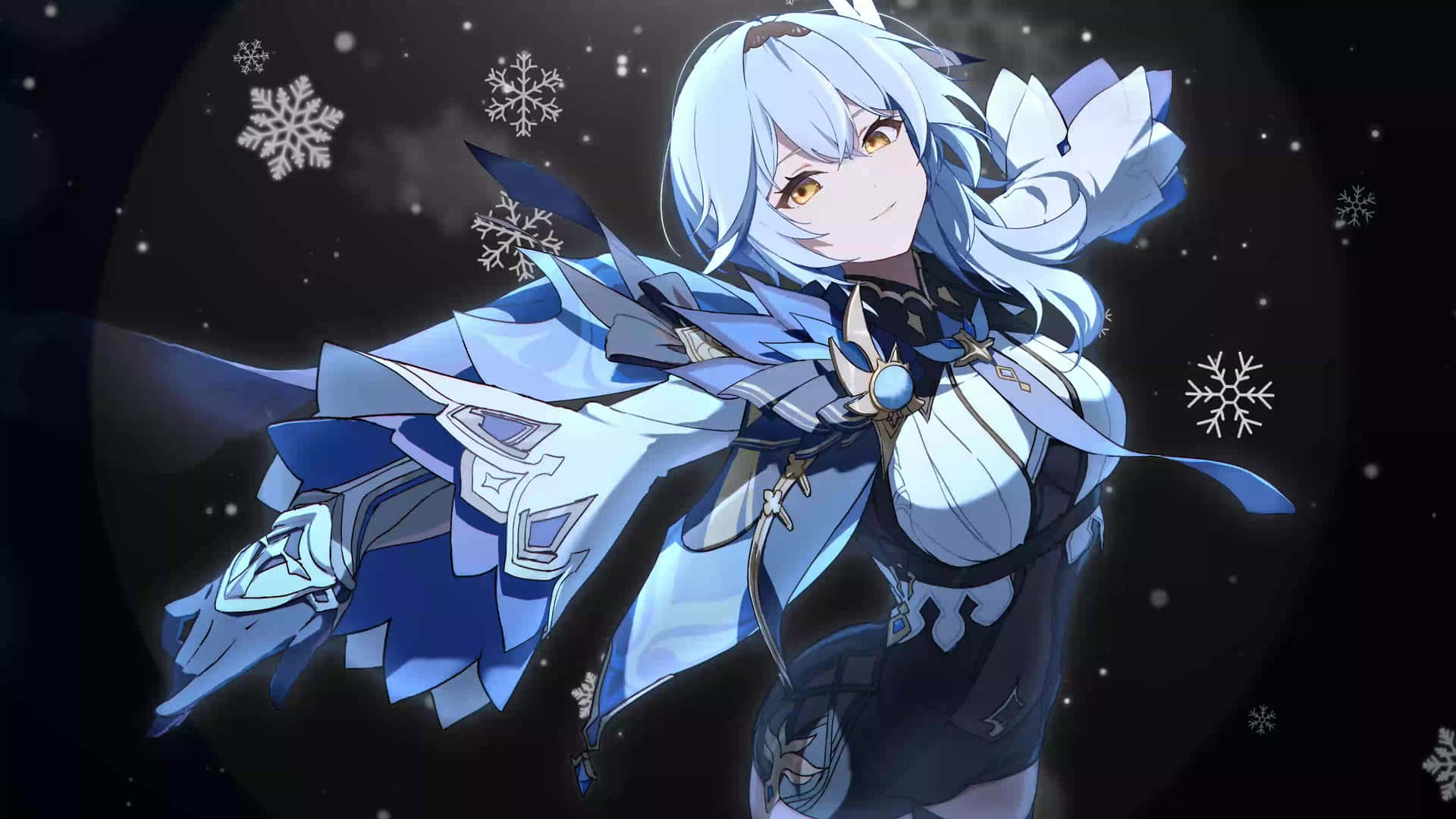 Eula, silver hair, blue armor, Full HD Desktop Wallpaper