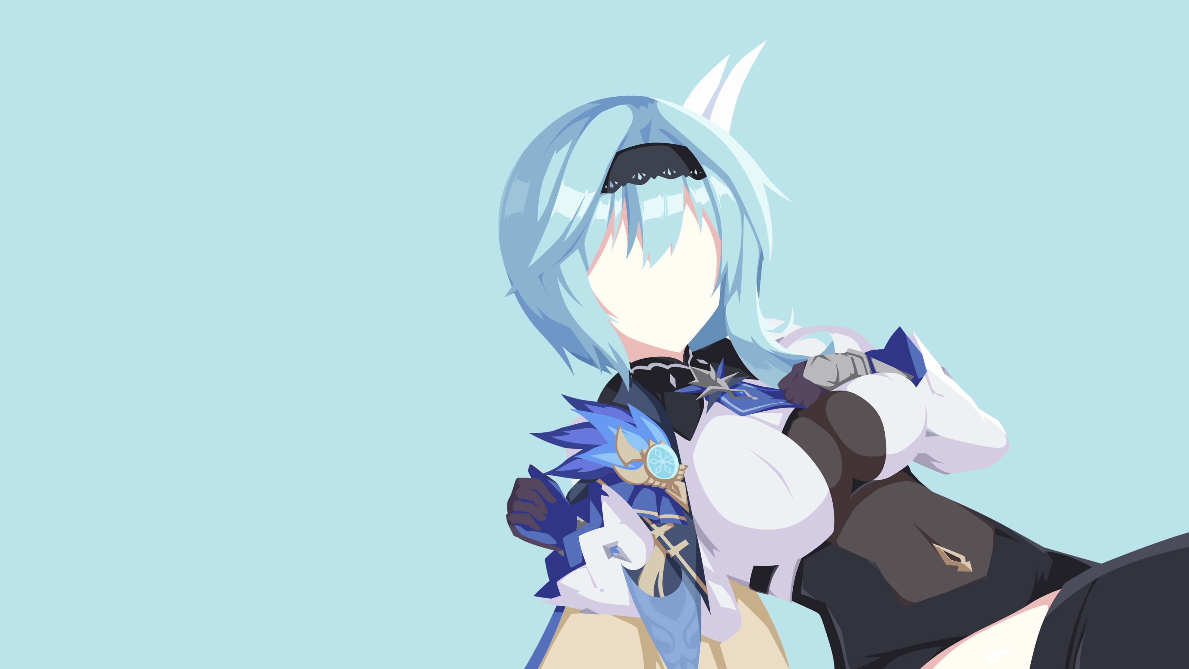 Eula, blue hair, horns, 4K Desktop Wallpaper