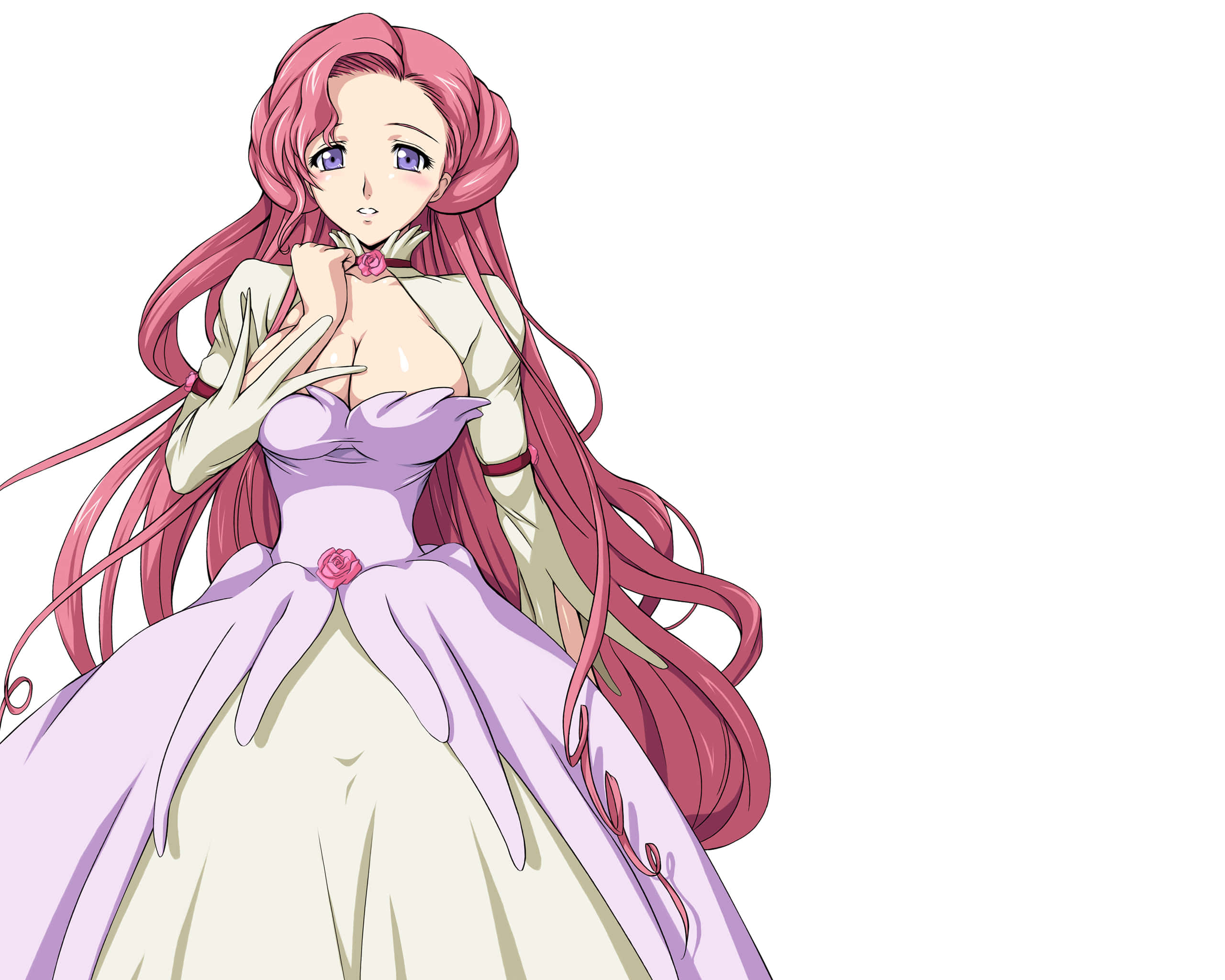 Euphemia Li Britannia, pink-haired, lavender and cream gown, 2K Desktop Wallpaper