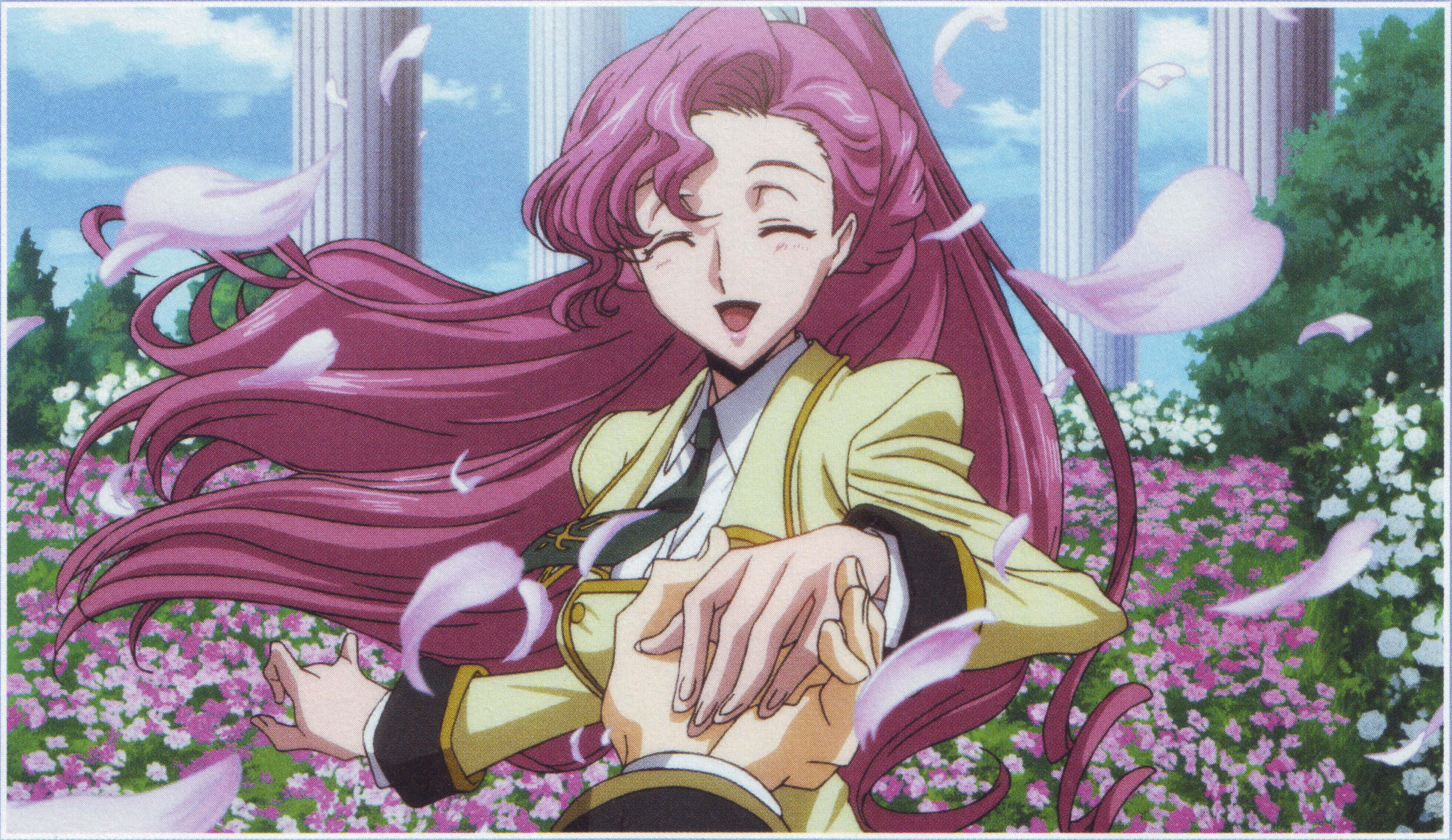 Euphemia Li Britannia, pink hair, cherry blossoms, 2K Desktop Wallpaper