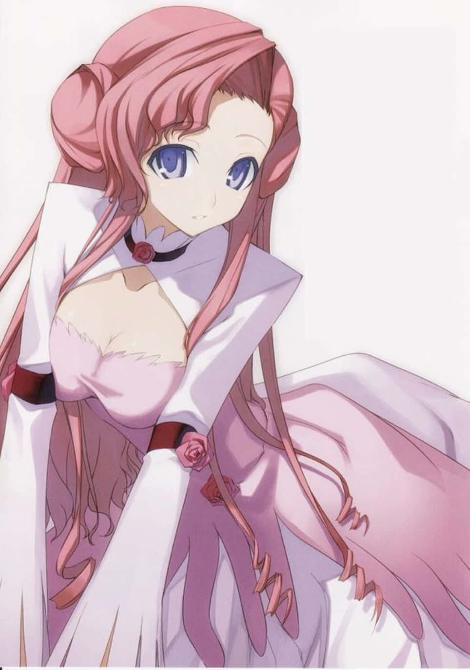 Euphemia Li Britannia, pink-haired anime girl, white and pink dress, HD Phone Wallpaper