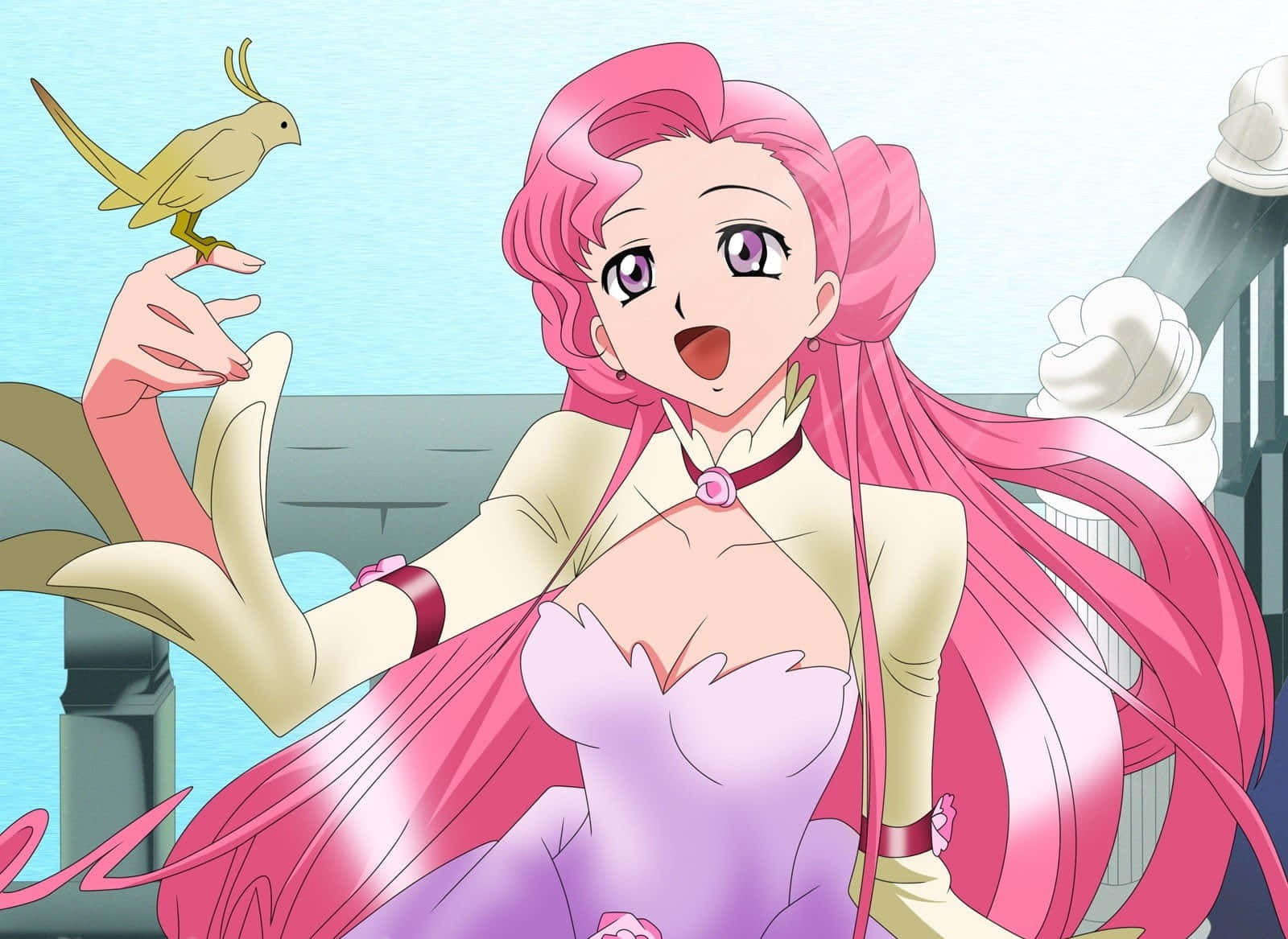 Euphemia Li Britannia, pink dress, long pink hair, HD Desktop Wallpaper