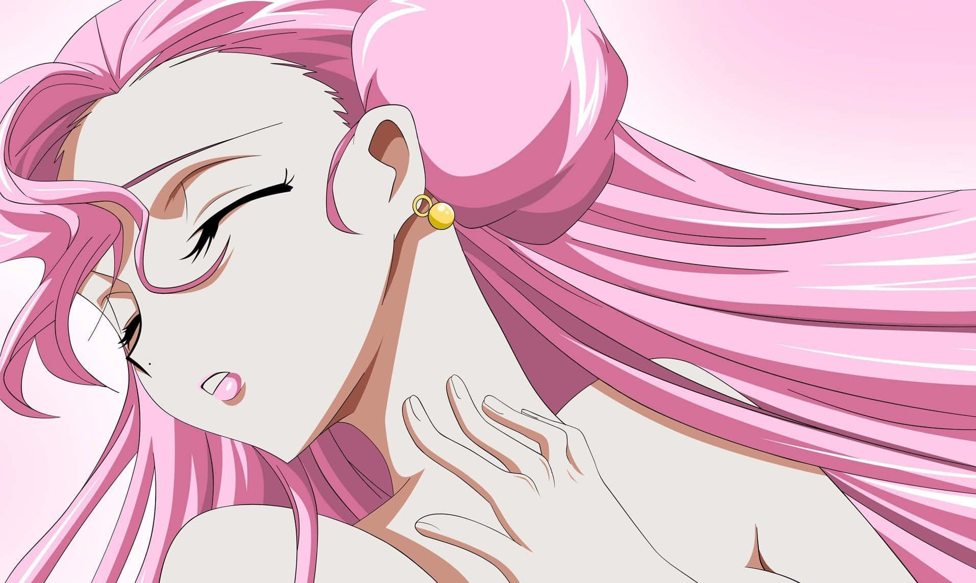 Euphemia Li Britannia, pink hair, golden earring, HD Desktop Wallpaper