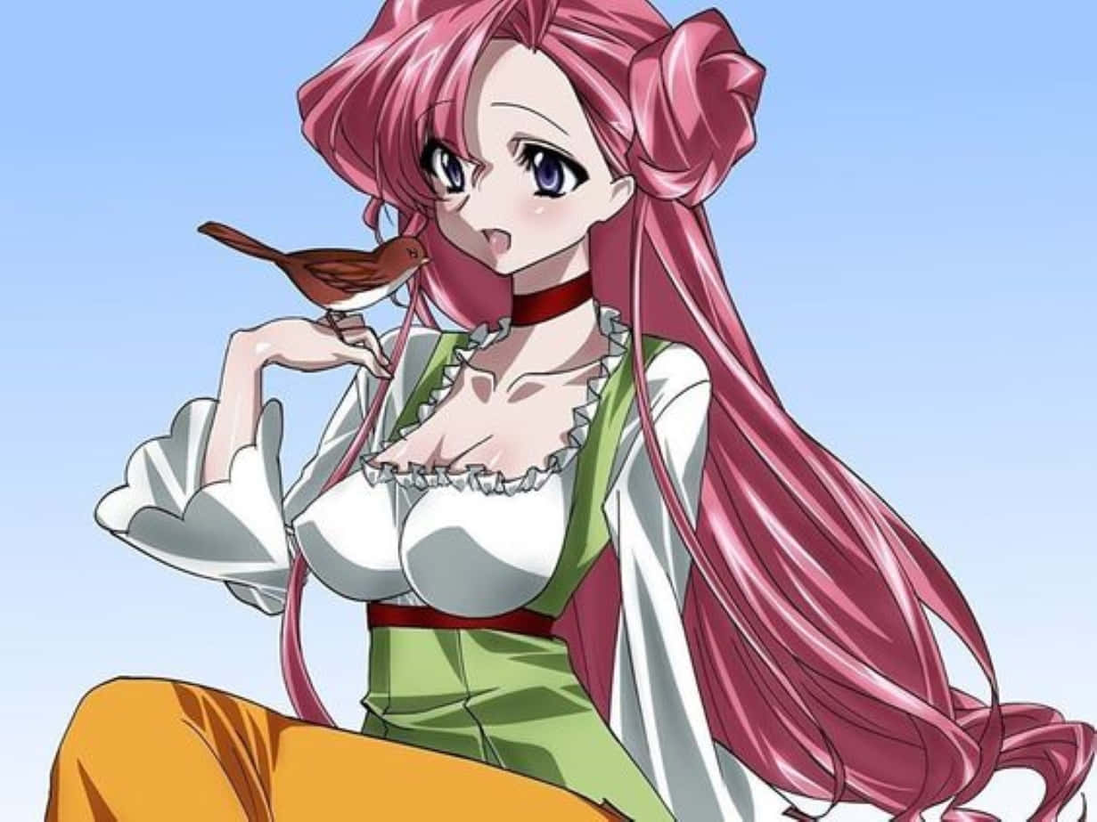 Euphemia Li Britannia, pink-haired, small bird, SD Desktop Wallpaper