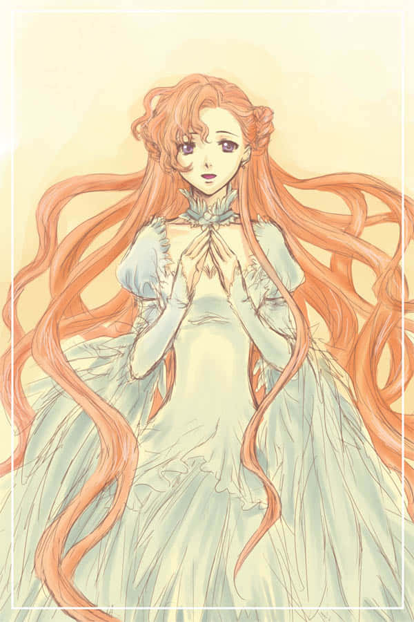 Euphemia Li Britannia, orange hair, pale blue gown, SD Phone Wallpaper