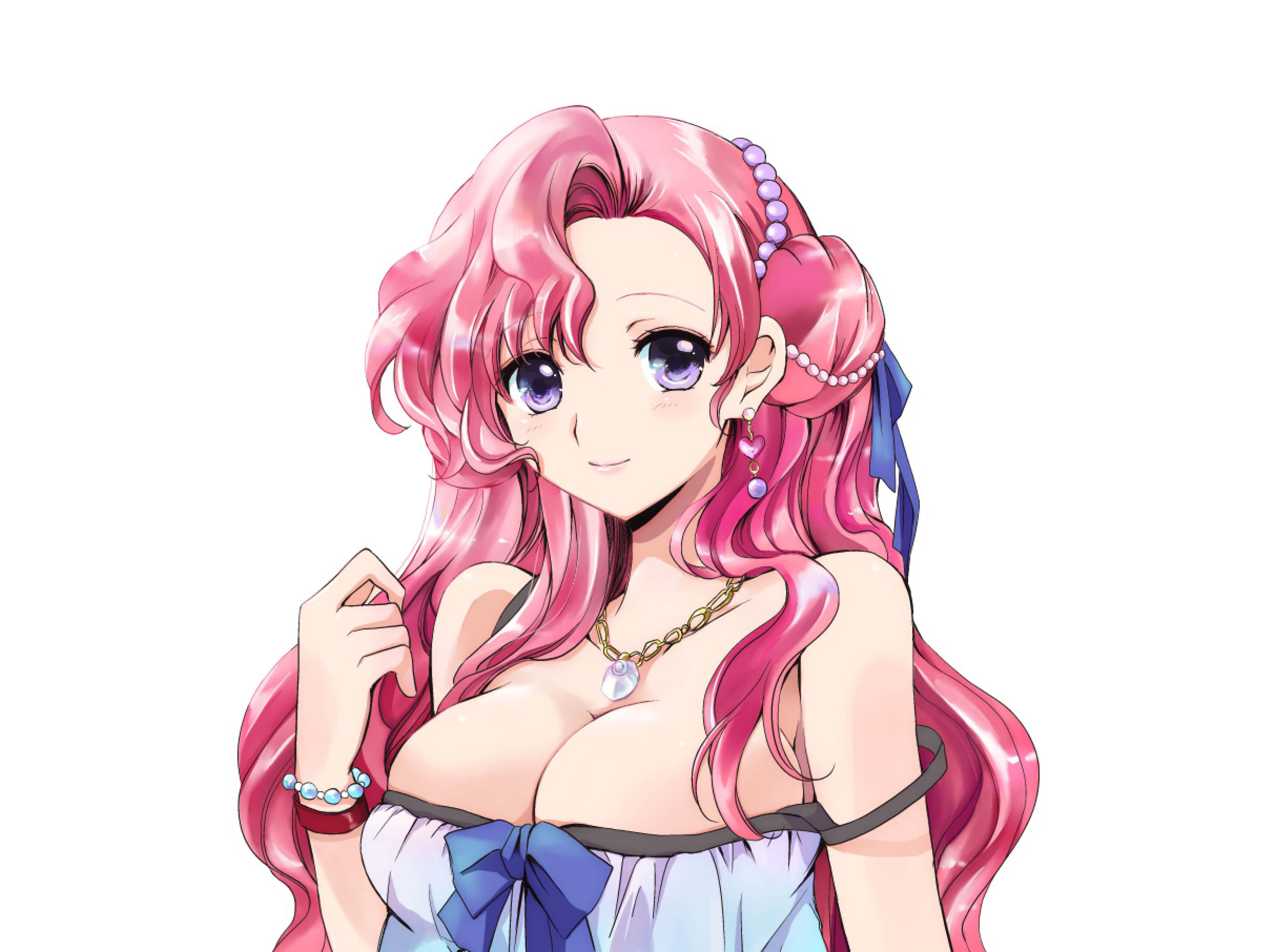 Euphemia Li Britannia, long pink hair, purple eyes, 4K Desktop Wallpaper
