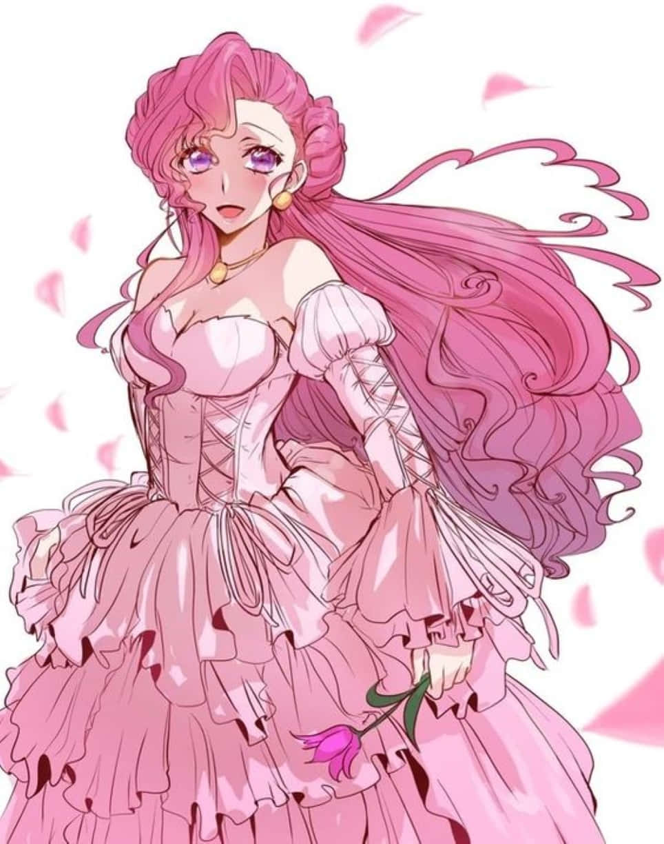 Euphemia Li Britannia, pink-haired anime girl, voluminous pink gown, SD Phone Wallpaper